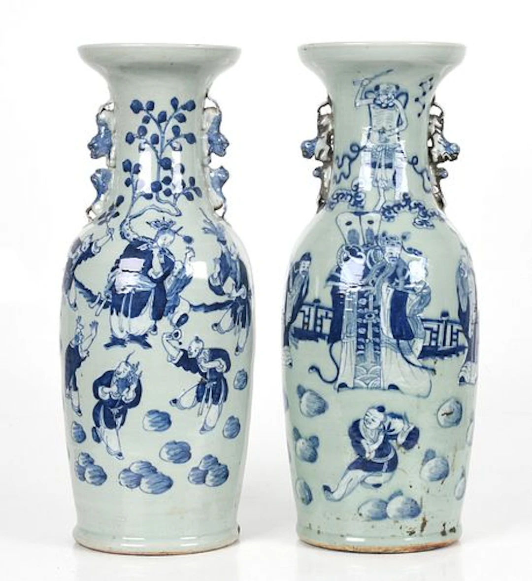 A Pair of Chinese Celadon Porcelain Vases