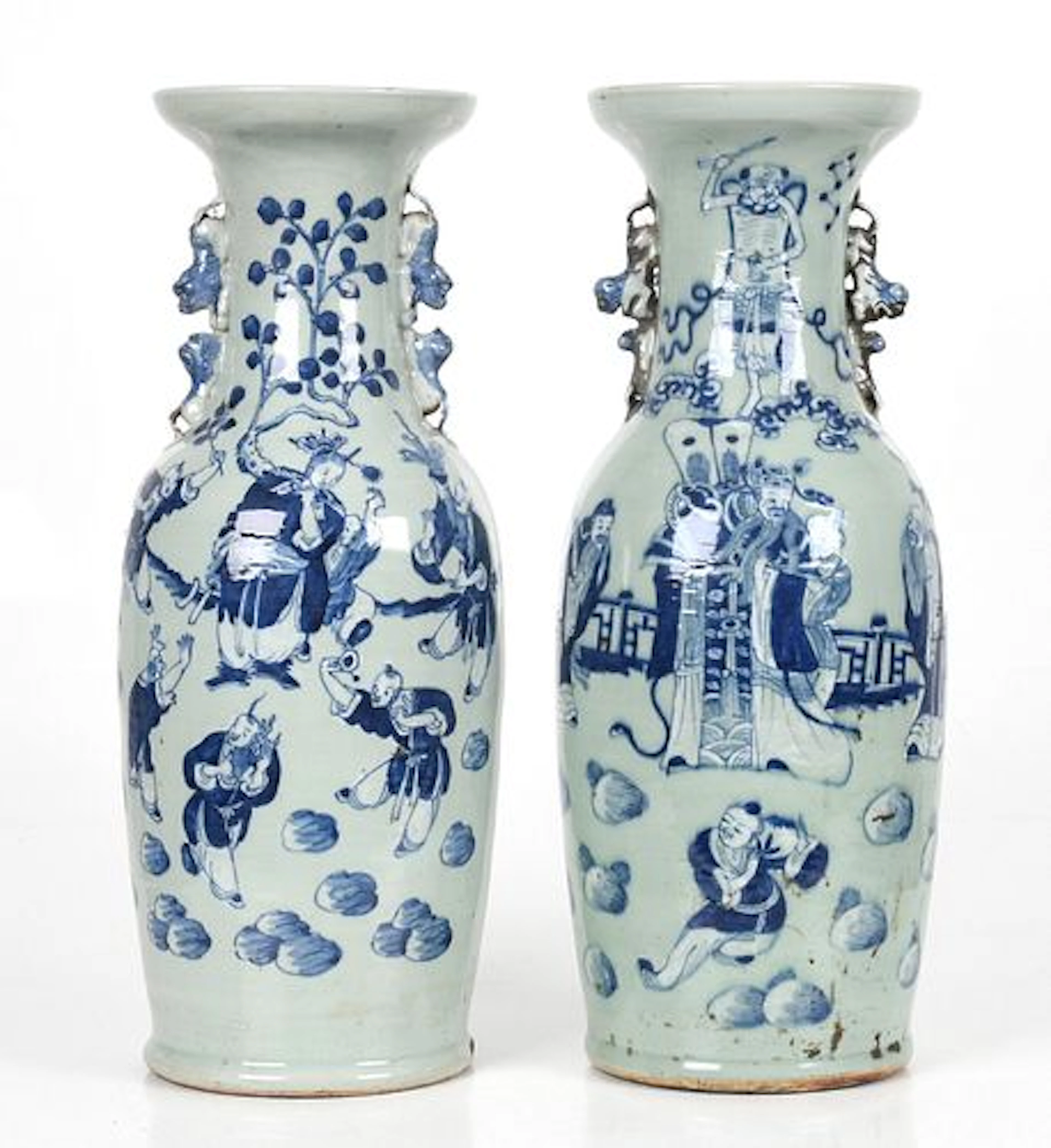 A Pair of Chinese Celadon Porcelain Vases