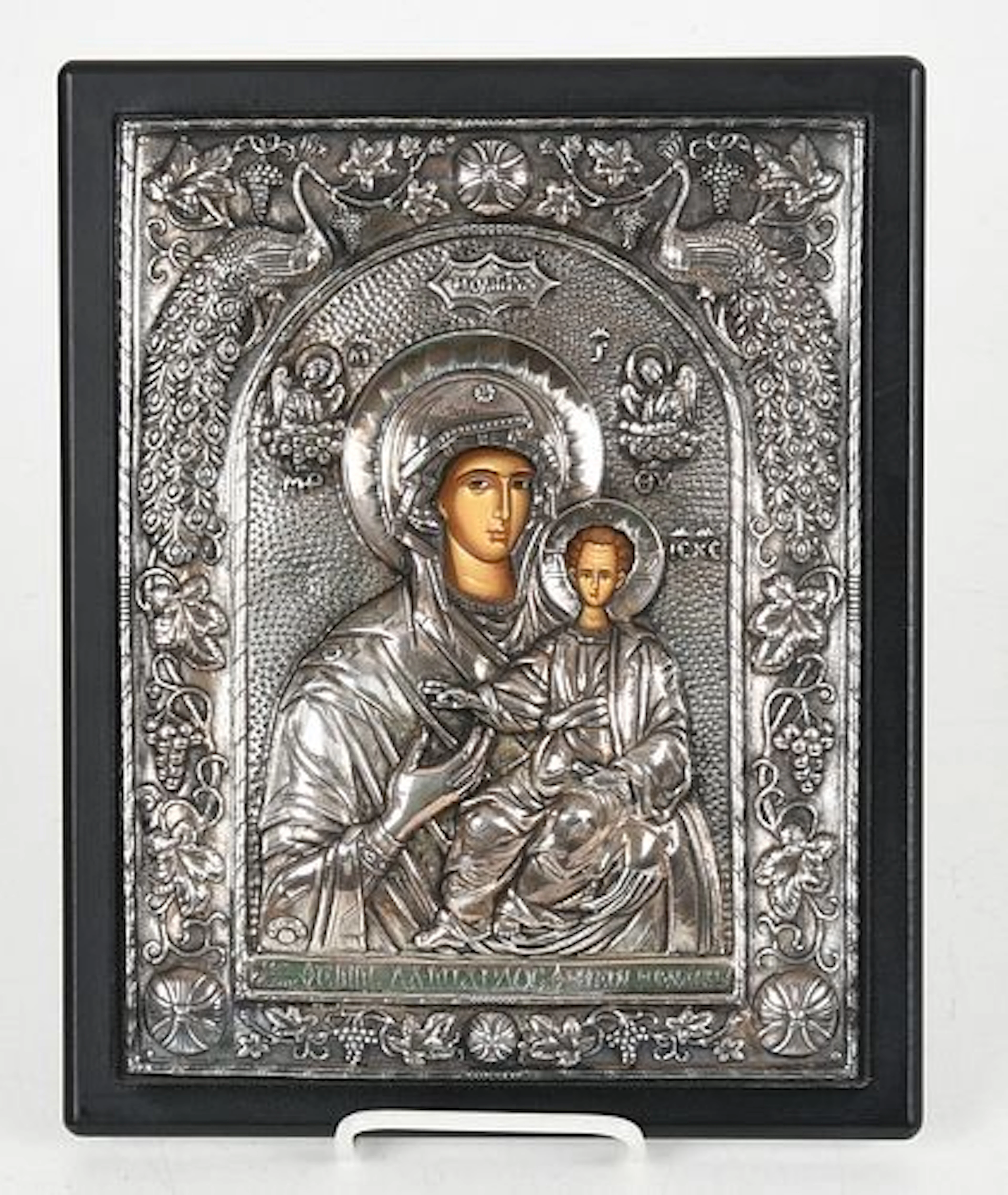 A Byzantine-Style 950 Silver Madonna and Child Icon, Meteora, Greece
