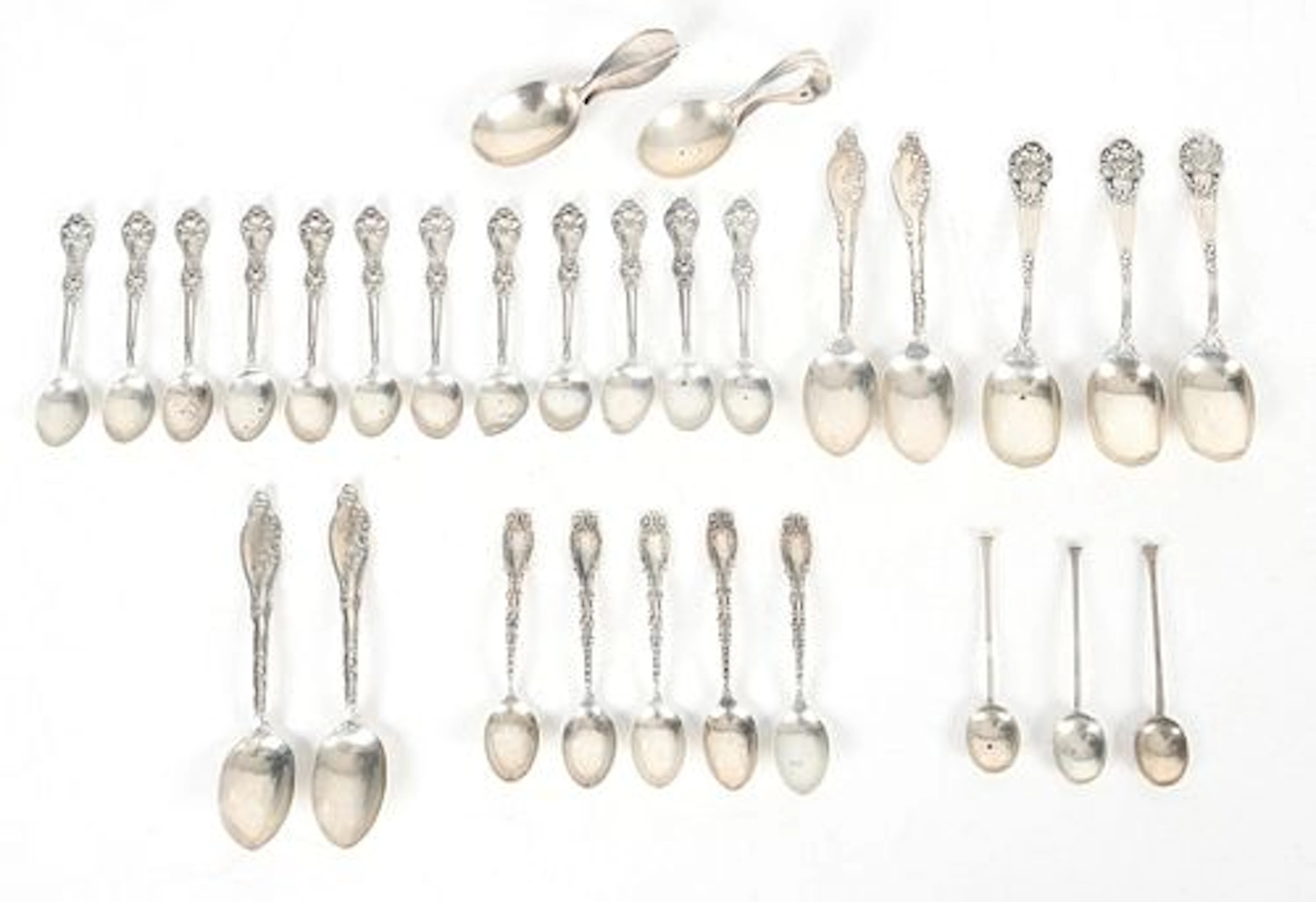 Five Sets of Sterling Silver Teaspoons