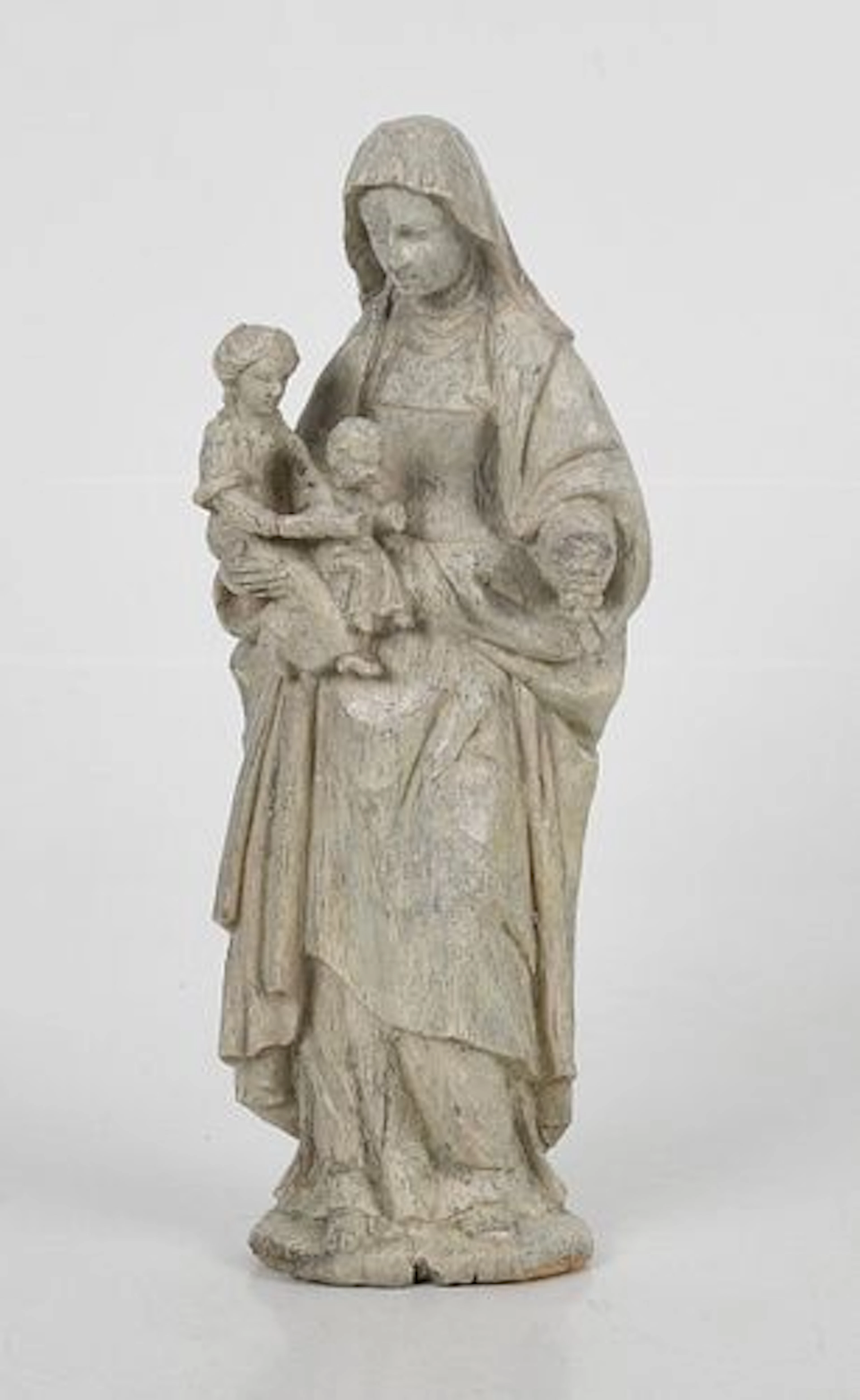 A Continental Carved and Painted Group of St. Anne, the Virgin, and