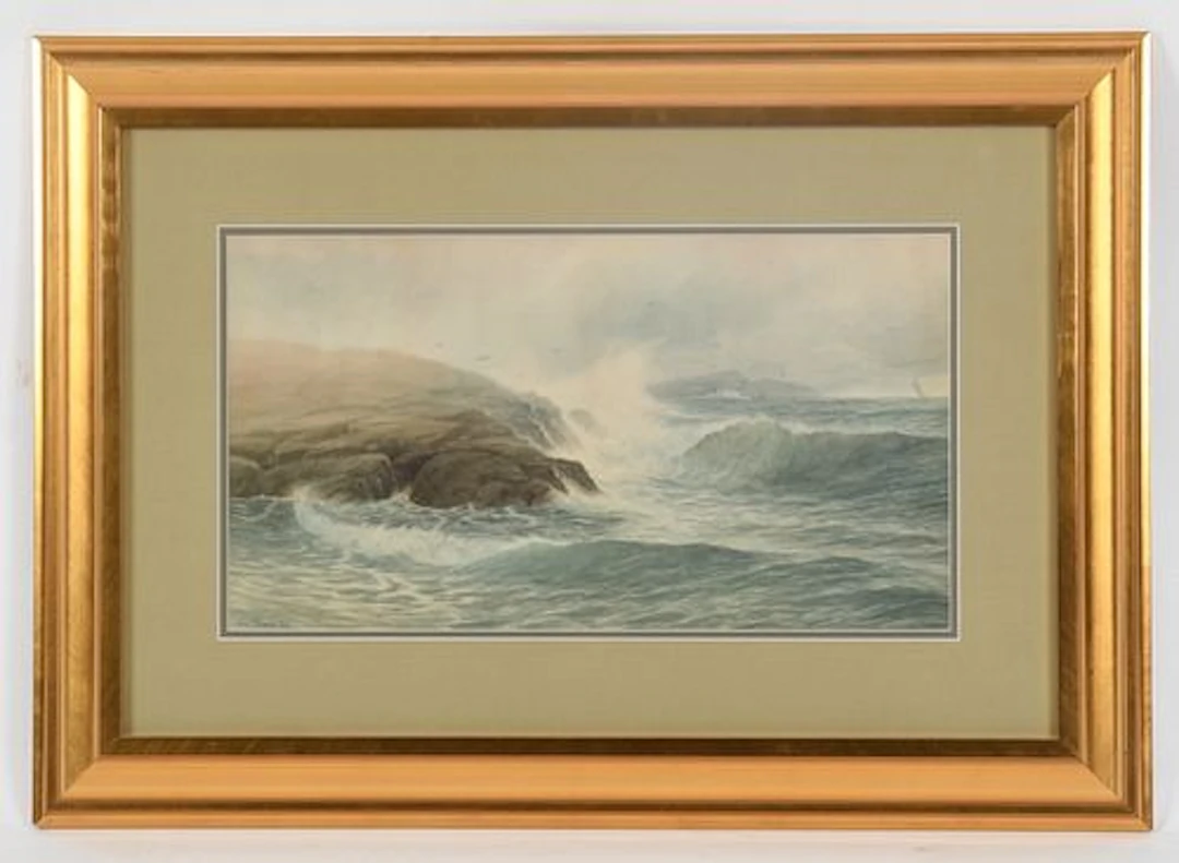 George Howell Gay (American, 1858-1931), Coastal Scene with Crashing Waves