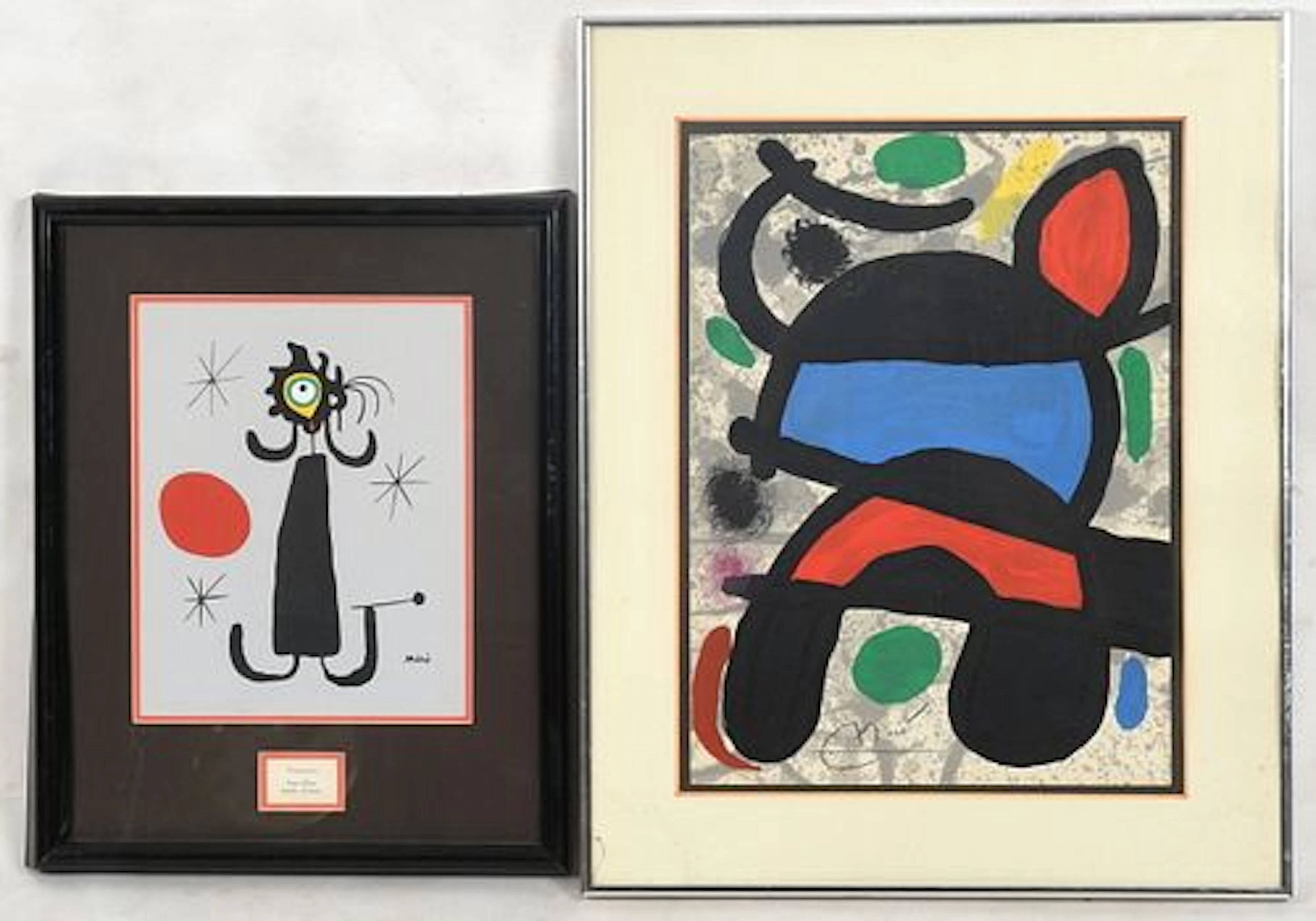 After Joan Miro (Spanish, 1893-1983), Two Lithographs