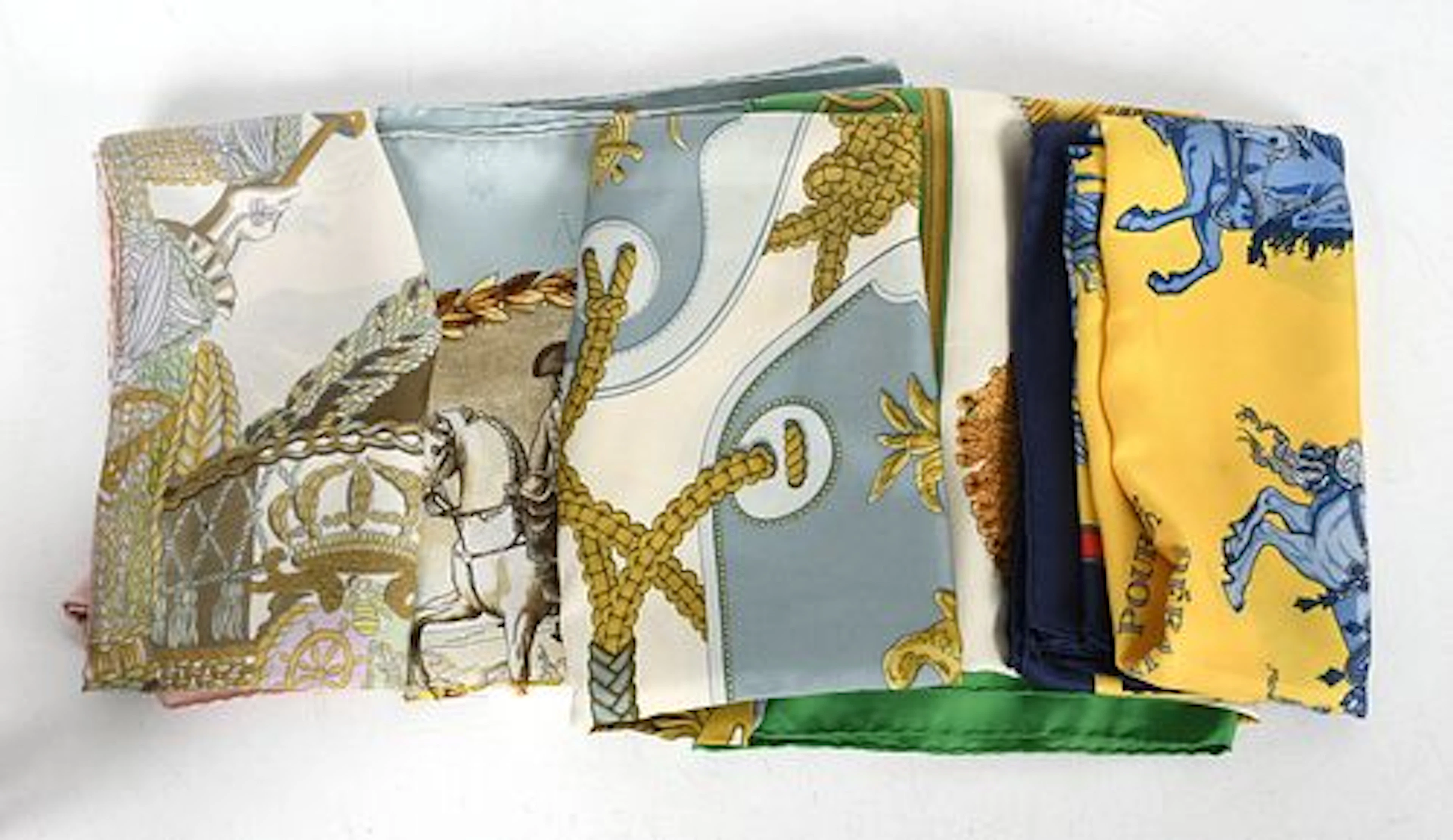 Five Hermes Silk Scarves, Late 20th Century