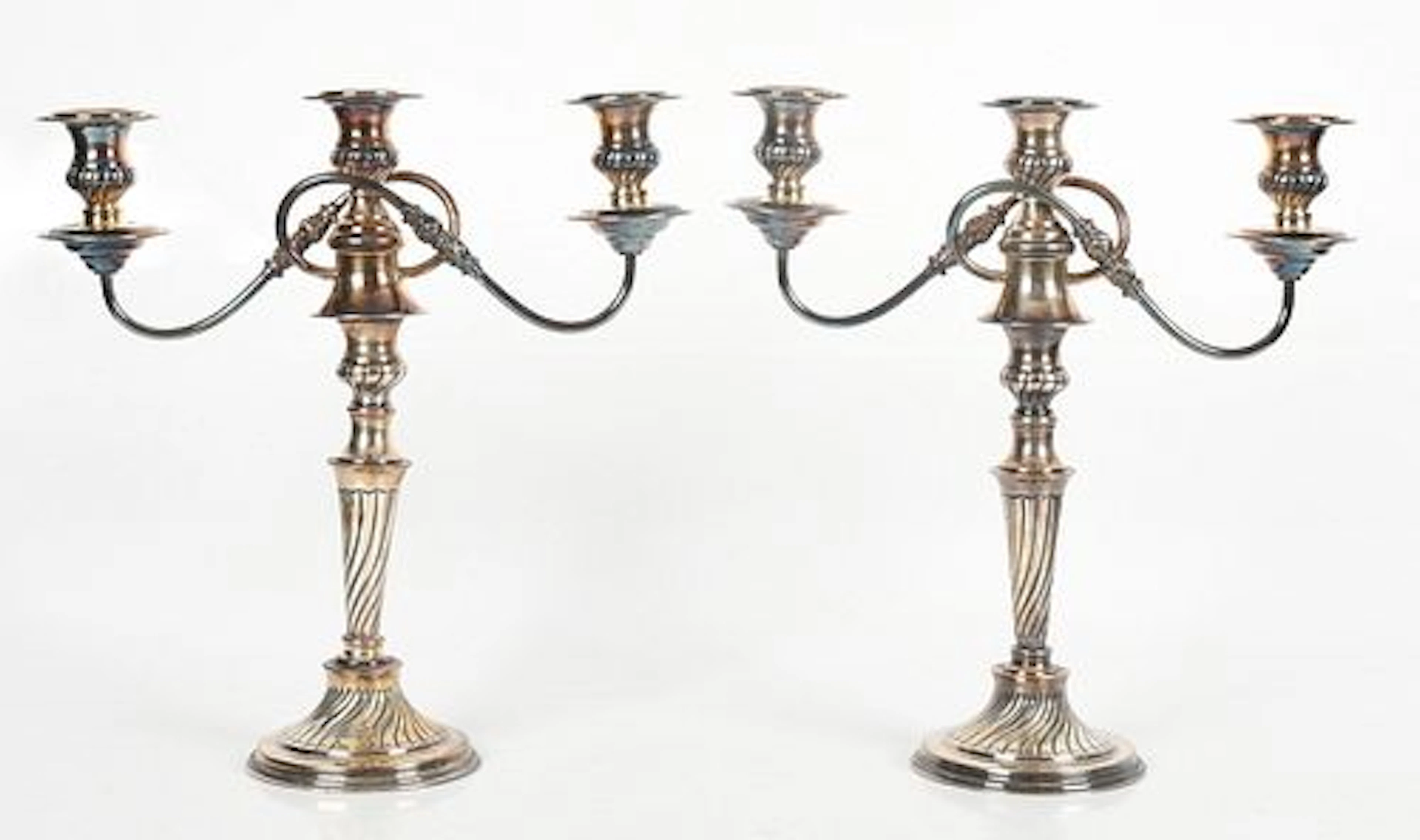 A Pair of English Silverplate Convertible Candelabra