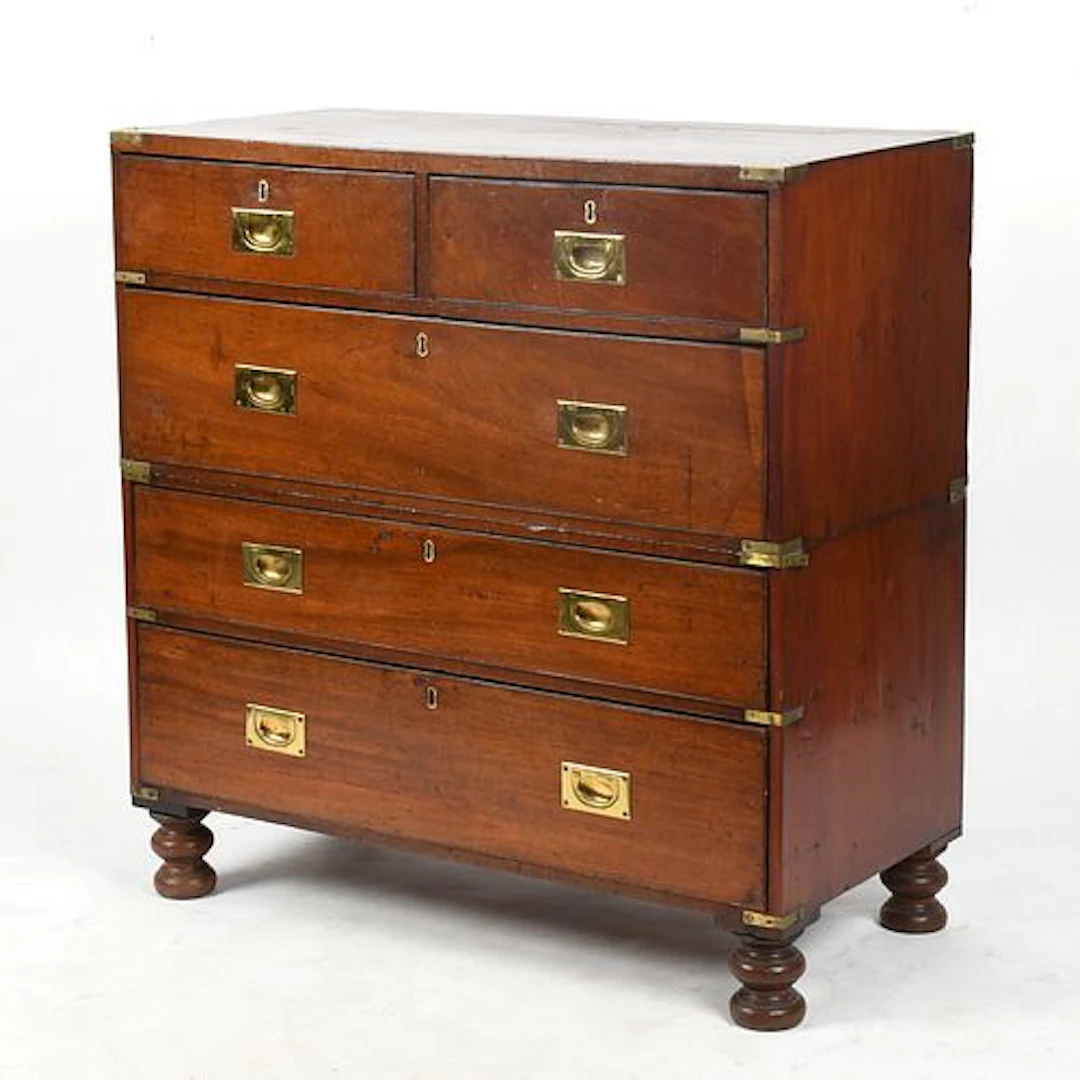 A Victorian Brass-Mounted Mahogany Campaign Chest, Late 19th Century