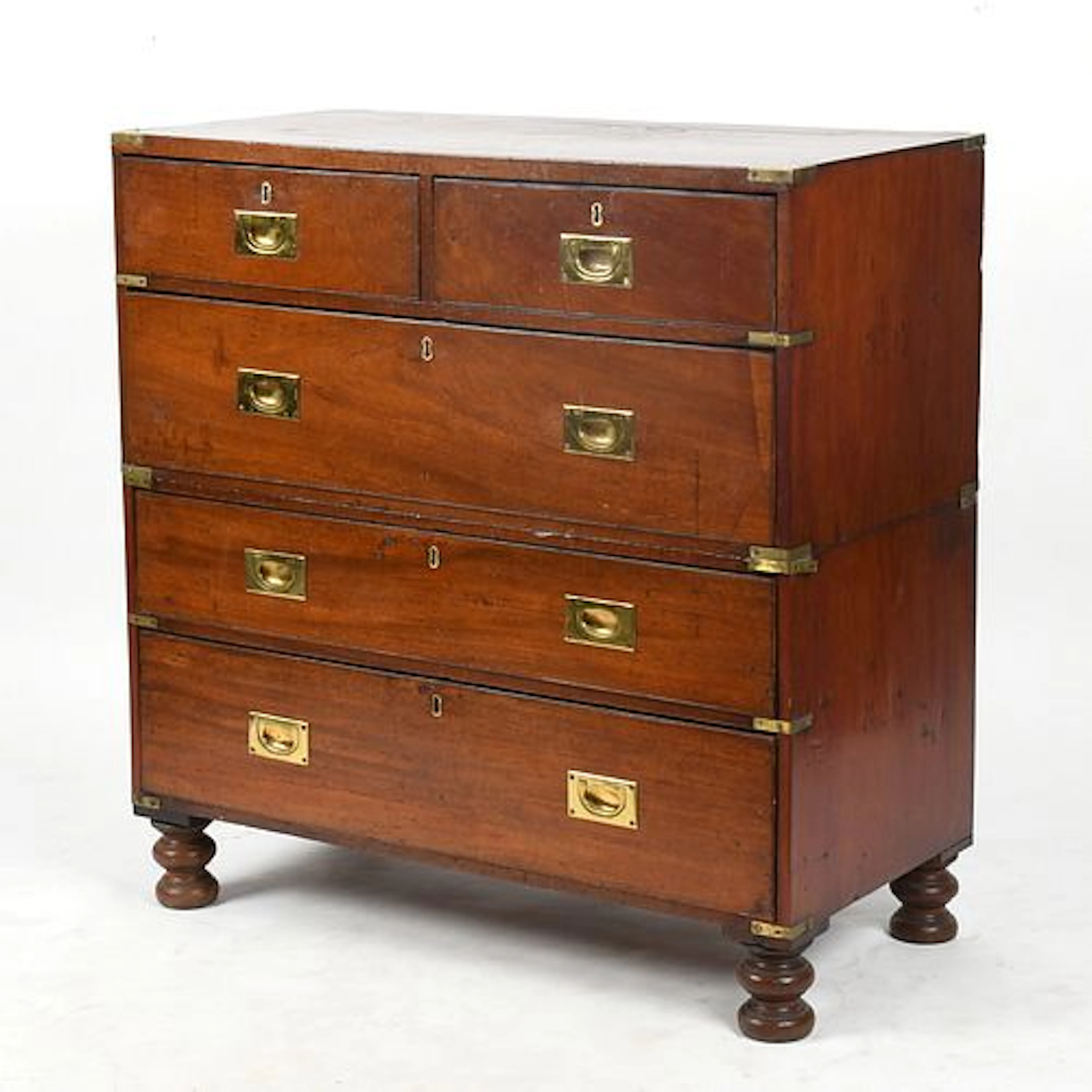 A Victorian Brass-Mounted Mahogany Campaign Chest, Late 19th Century
