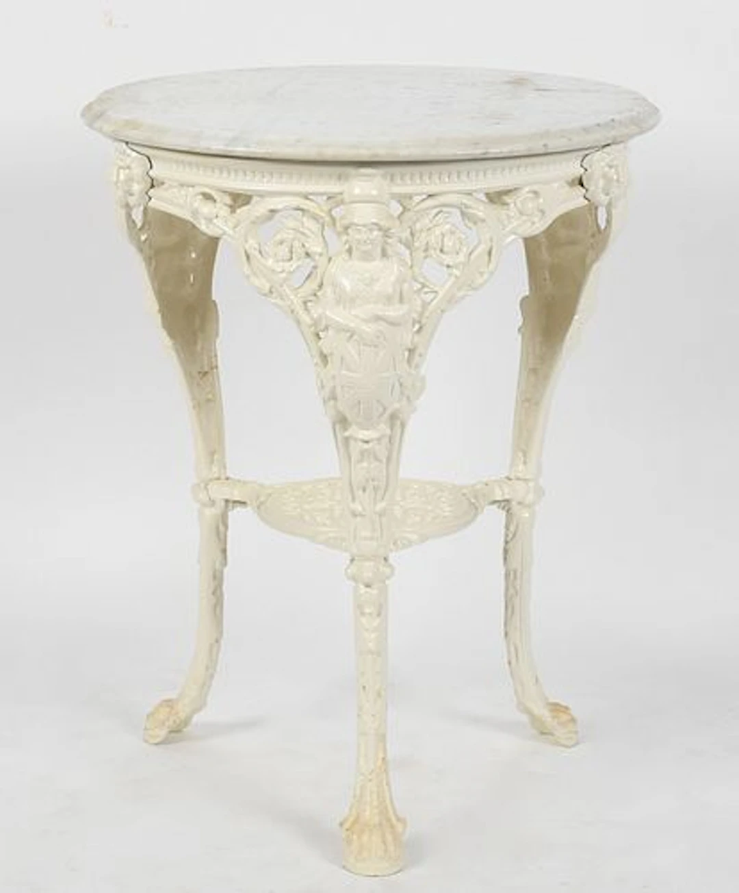An English White-Painted Cast-Iron "Brittania" Pub Table, Late 19th Century