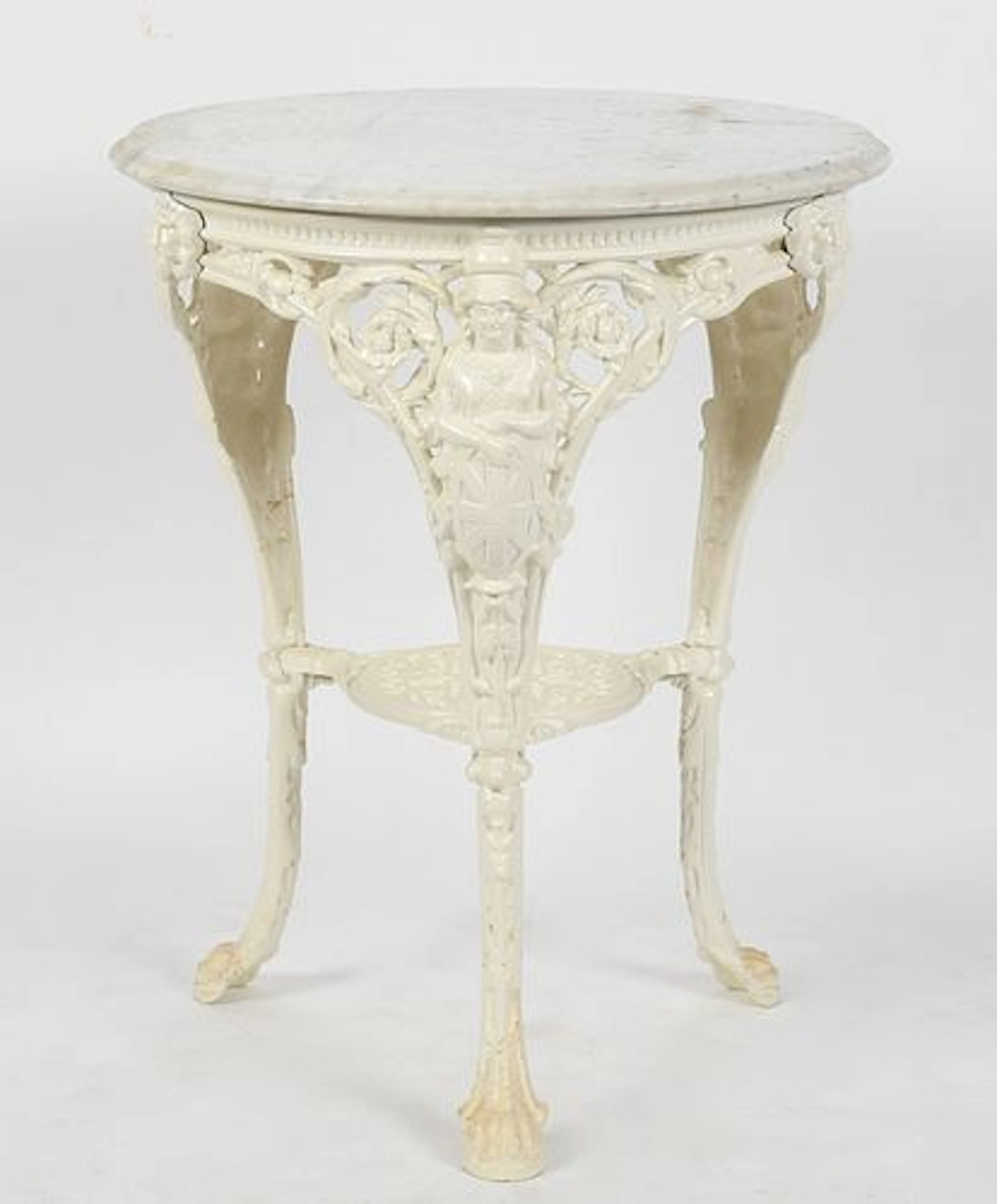 An English White-Painted Cast-Iron "Brittania" Pub Table, Late 19th Century