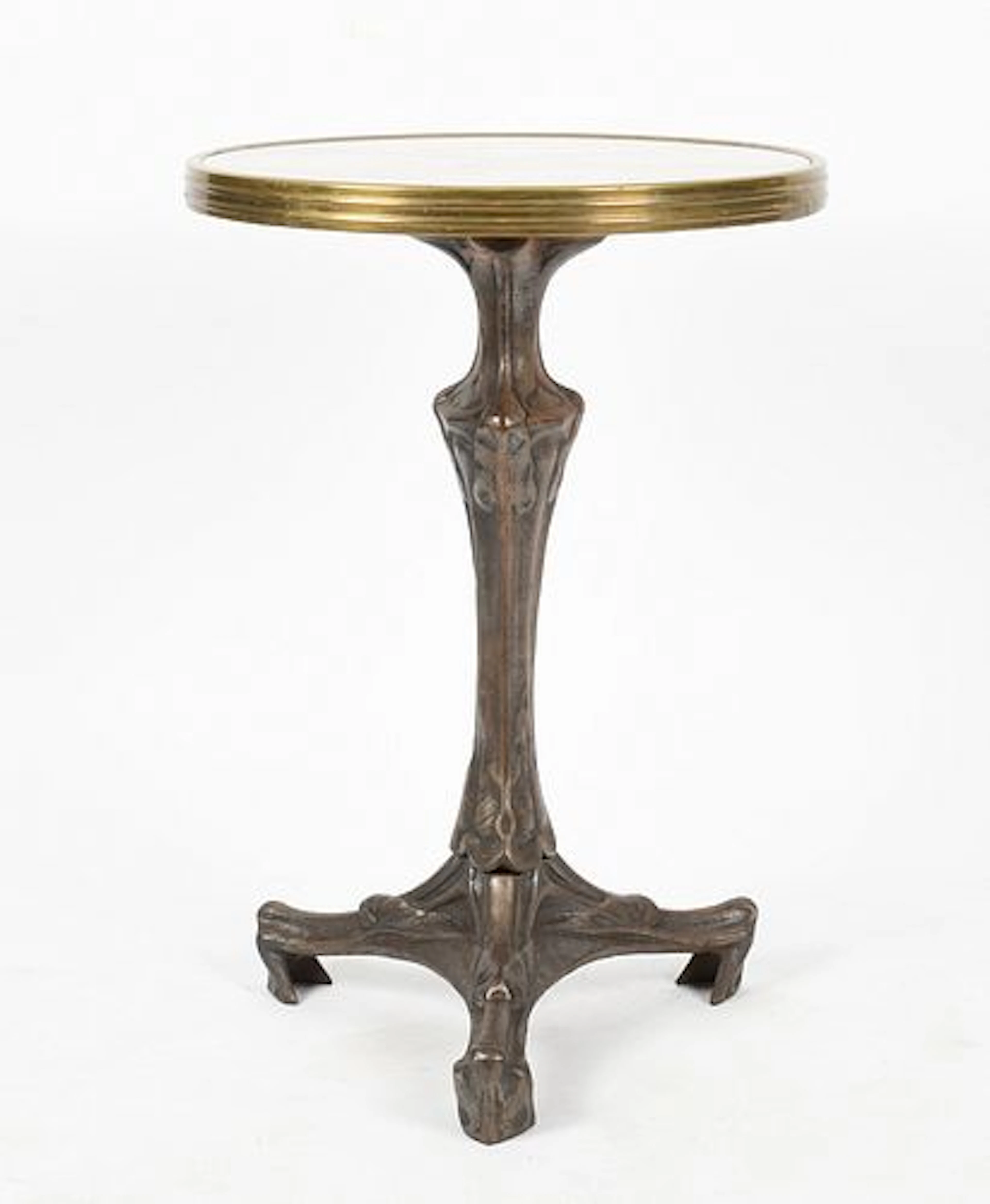 A French Steel and Marble-Top Circular Side Table, Late 19th/ 20th Century