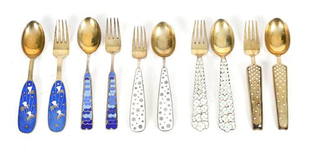 Five Pairs of A. Michelsen Forks and Spoons