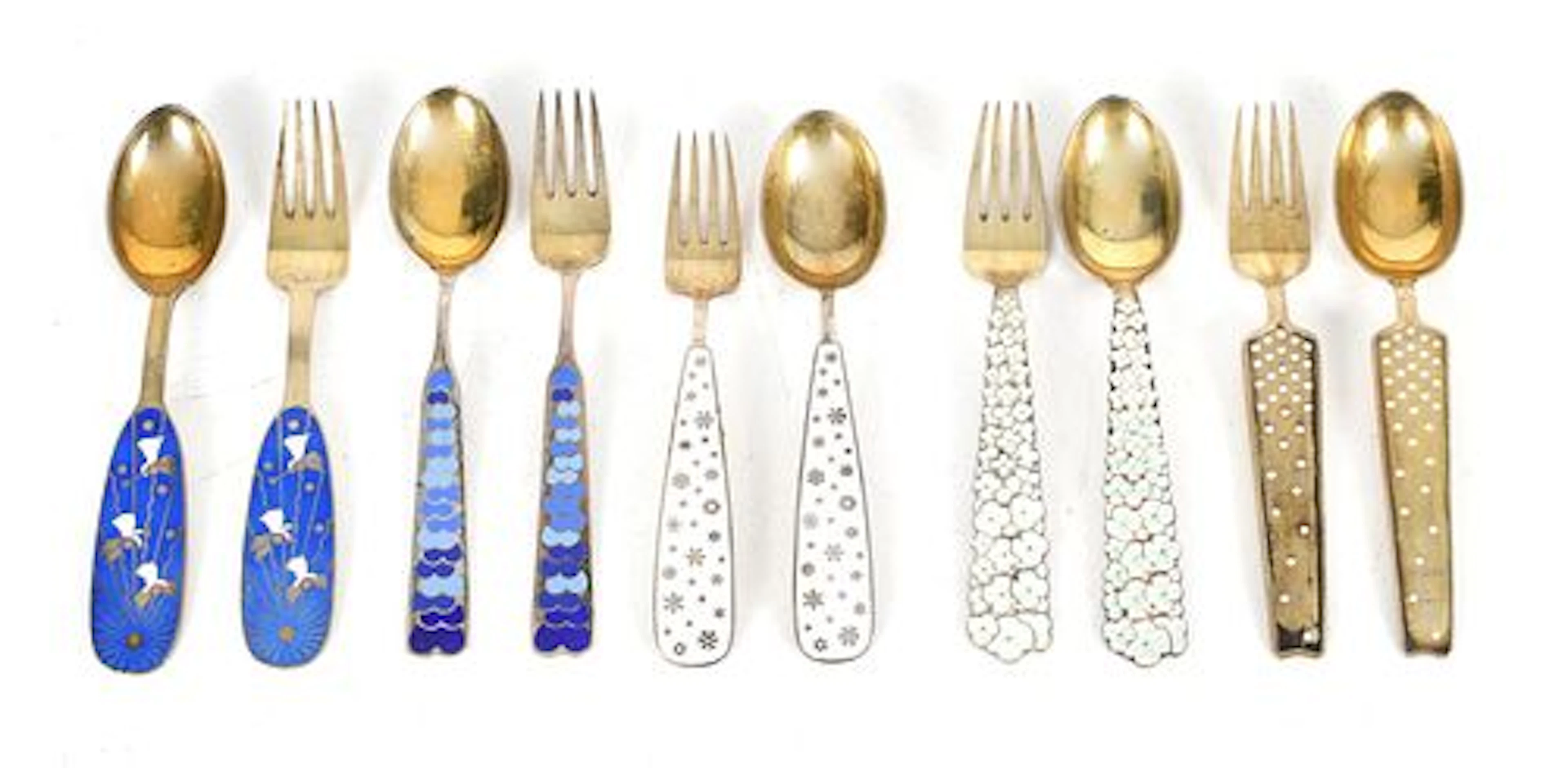 Five Pairs of A. Michelsen Forks and Spoons