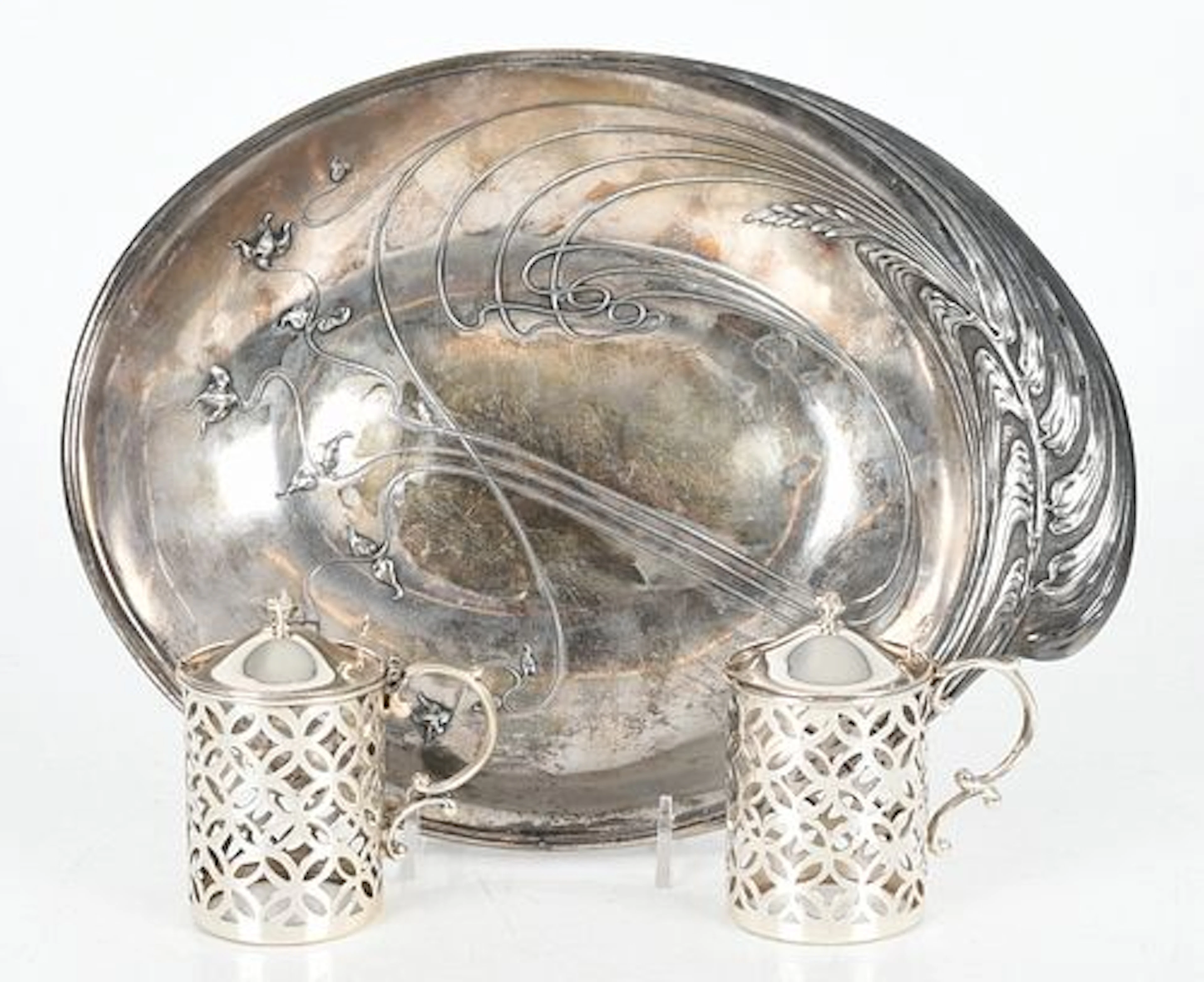A Pair of American Sterling Silver Mustard Pots, Marked for Watson