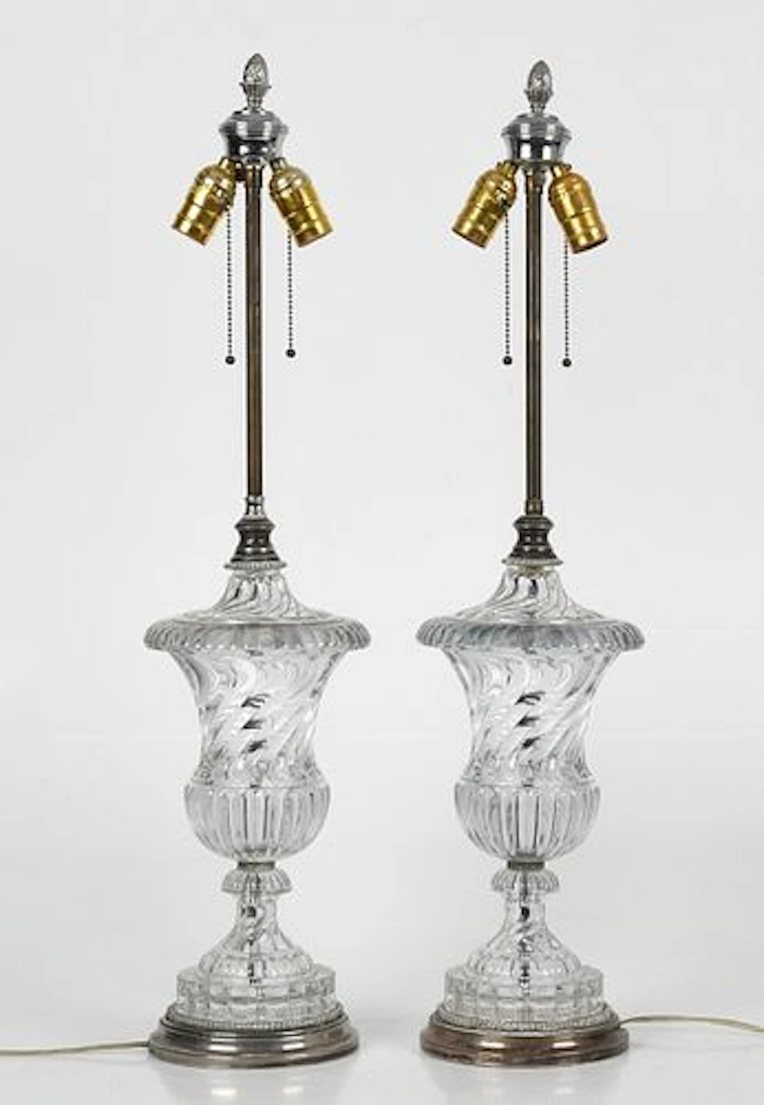 A Pair of Glass Urn-Form Table Lamps, Modern