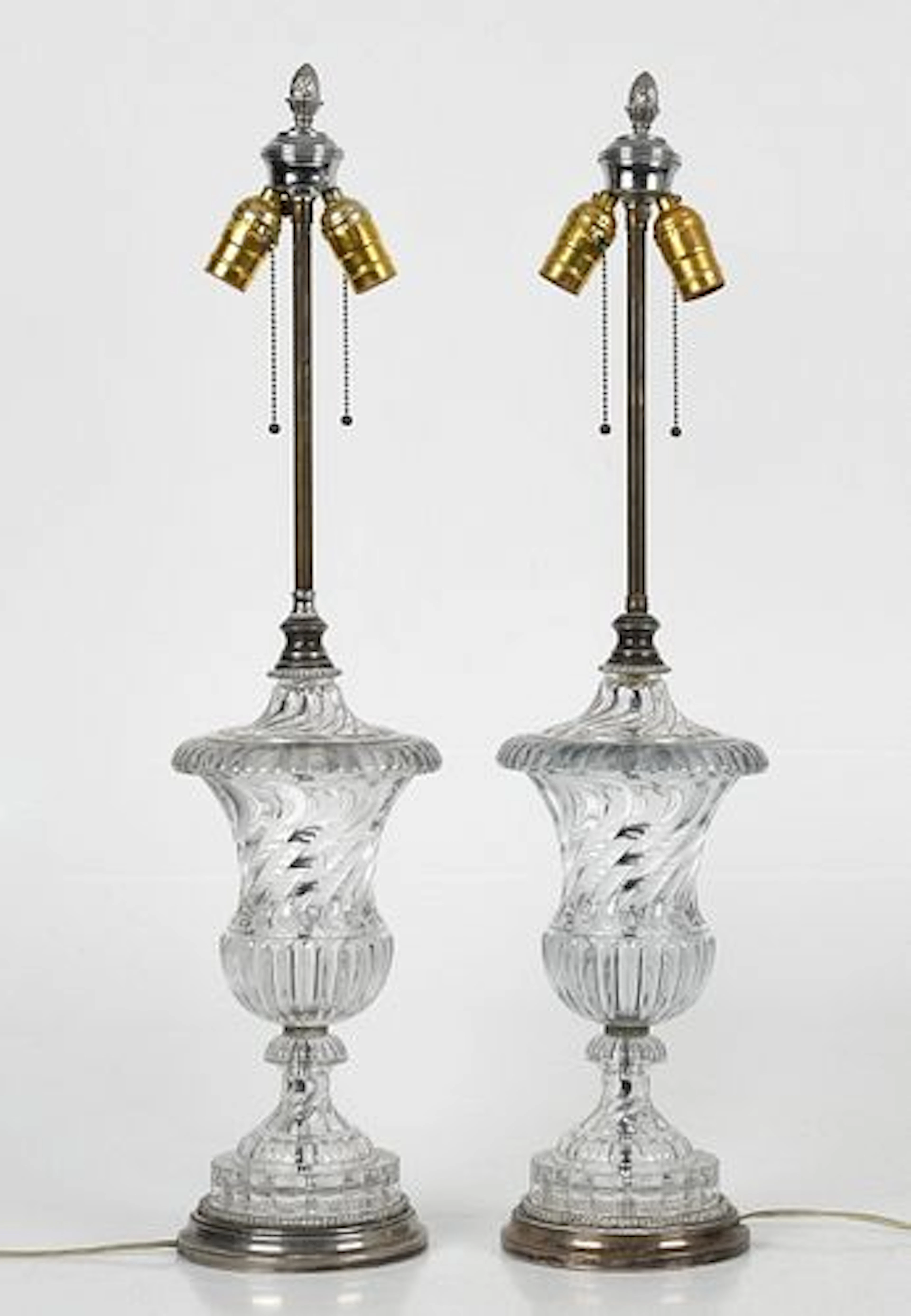 A Pair of Glass Urn-Form Table Lamps, Modern