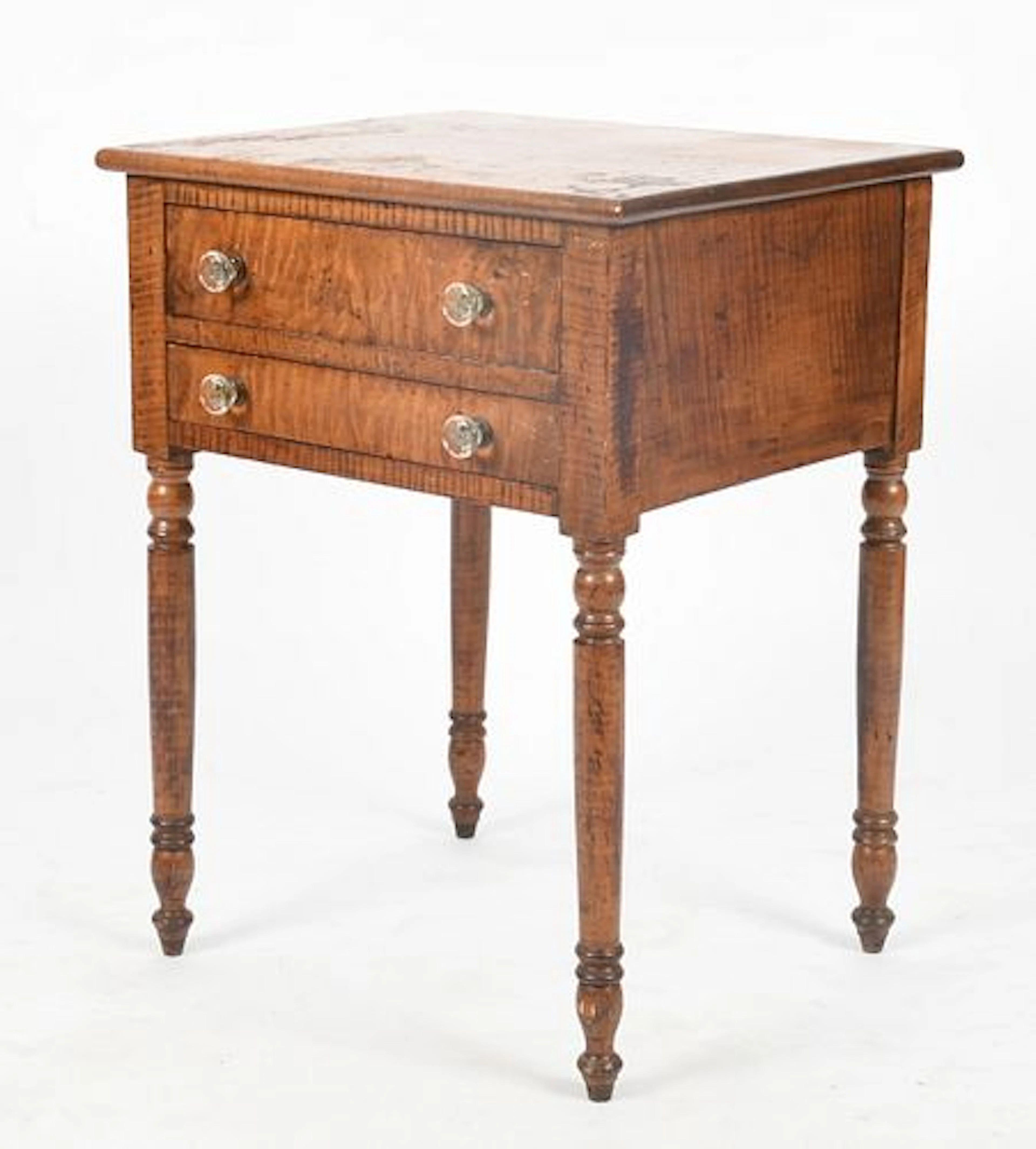 An American Federal Figured Maple Two-Drawer Stand, c. 1820-1830