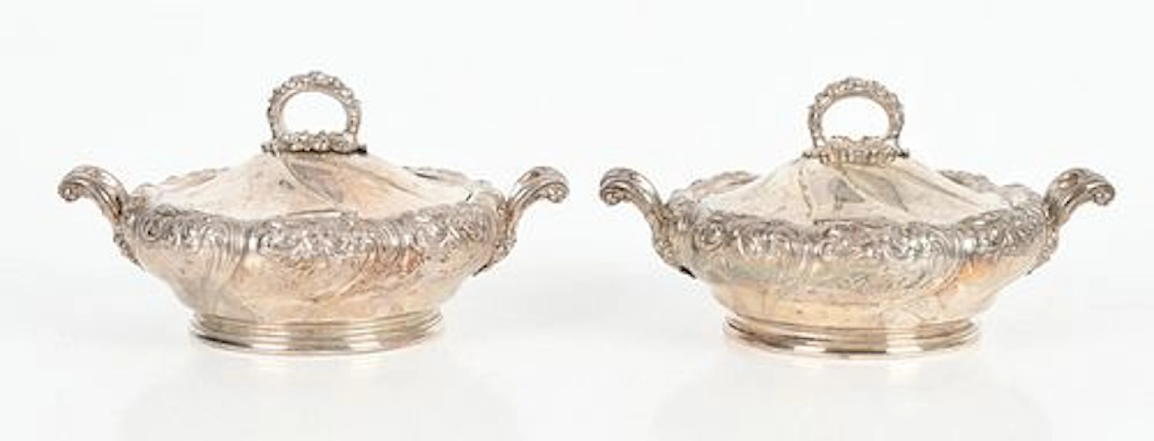 A Pair of American Sterling Silver Covered Serving Dishes, Marked