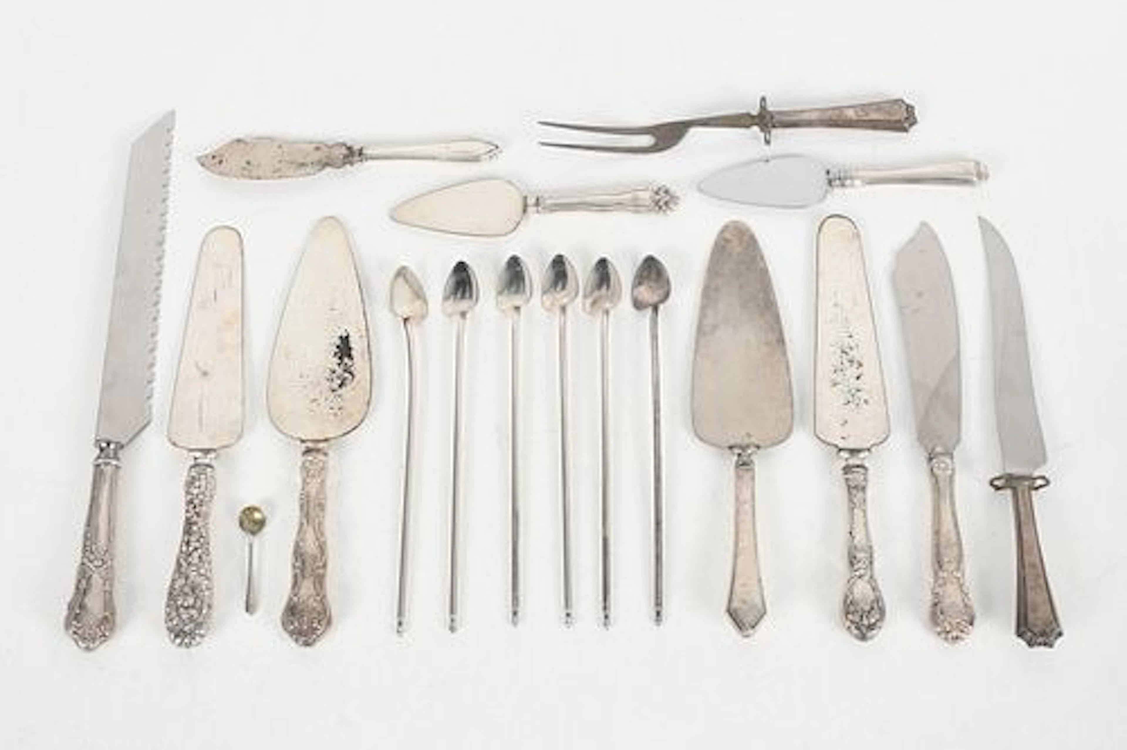 Sterling Serving Pieces with Loaded Handles and Steel Blades
