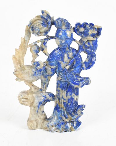 A Chinese Lapis Lazuli Carving of a Beauty