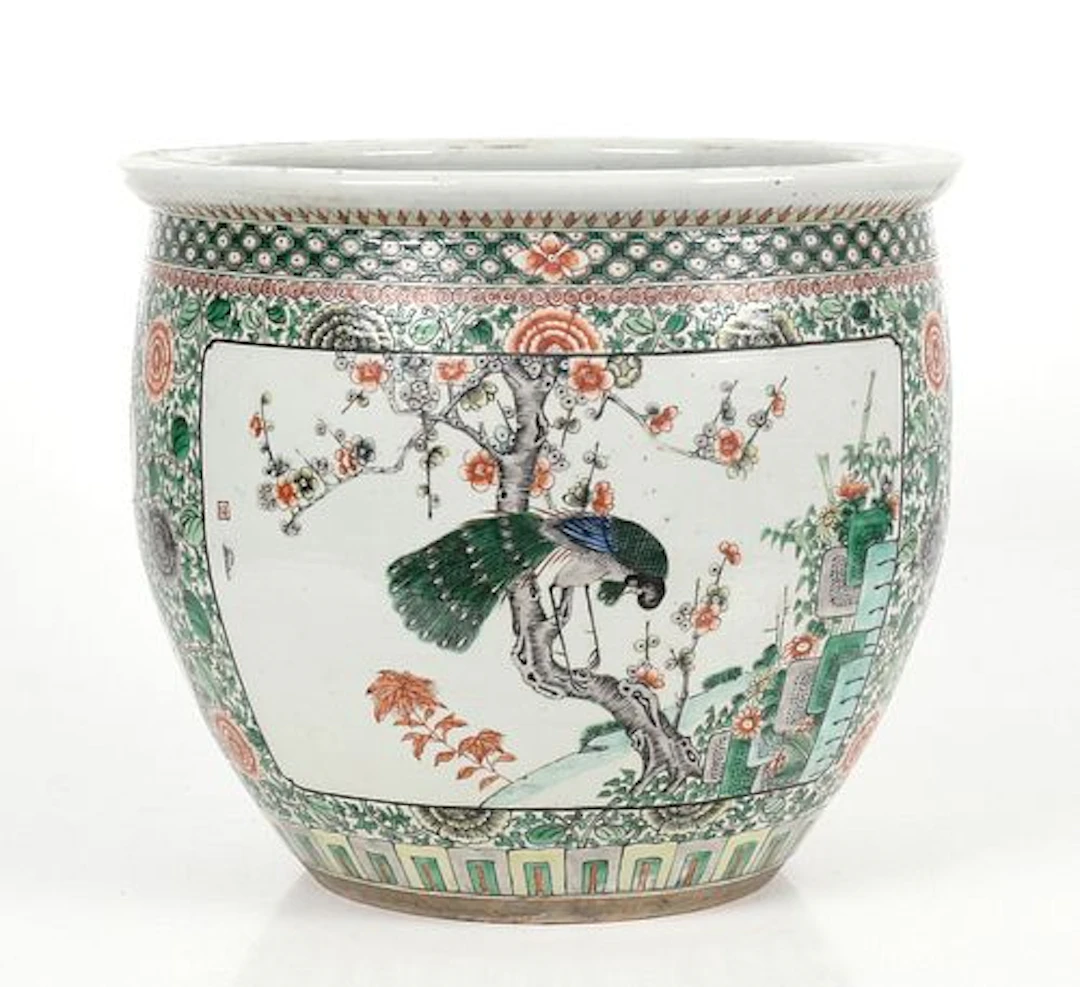 A Large Famille Verte Porcelain Jardiniere