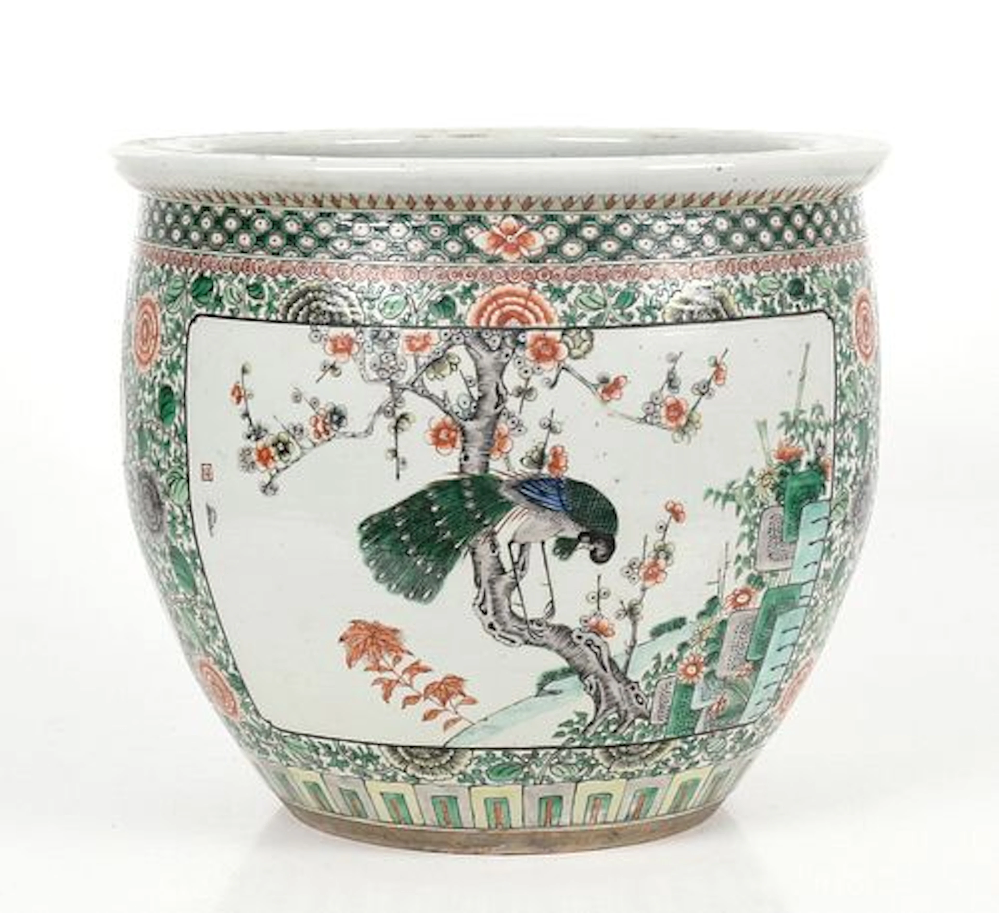 A Large Famille Verte Porcelain Jardiniere