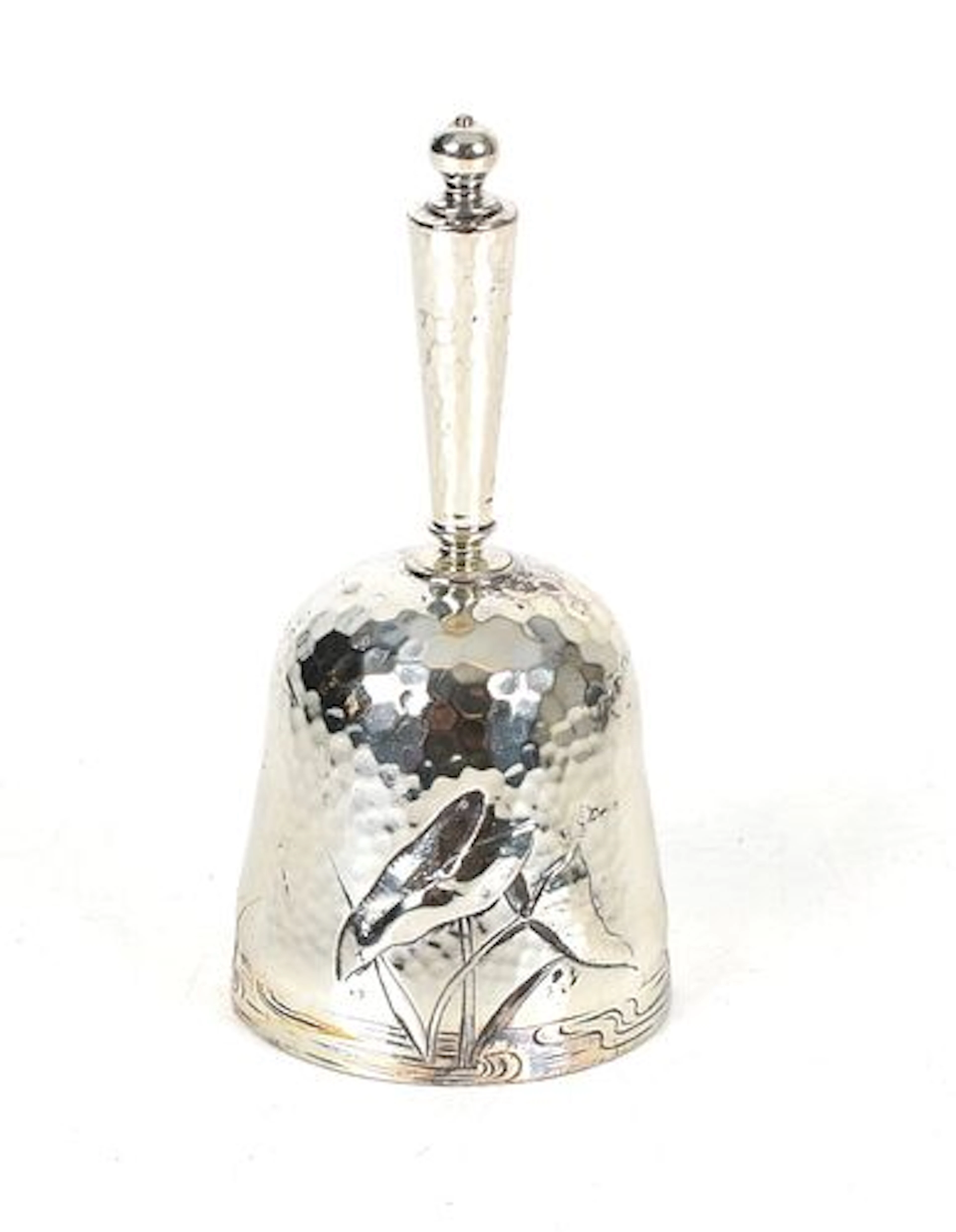 An American Aesthetic Movement Sterling Silver Hammered Service Bell