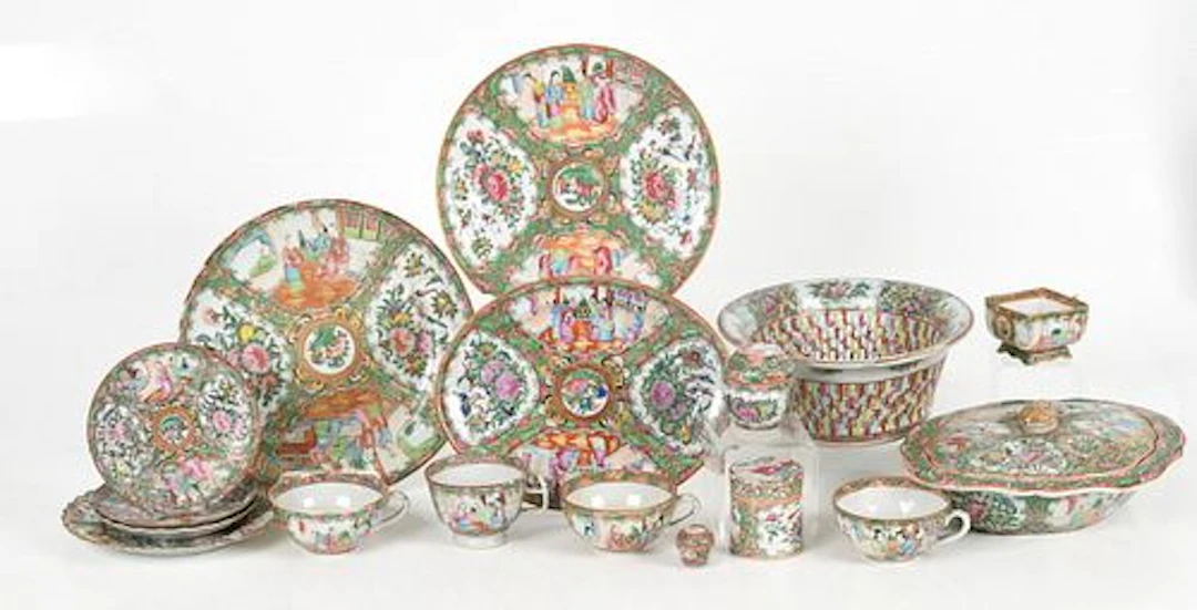 A Group of Chinese Rose Medallion Porcelain