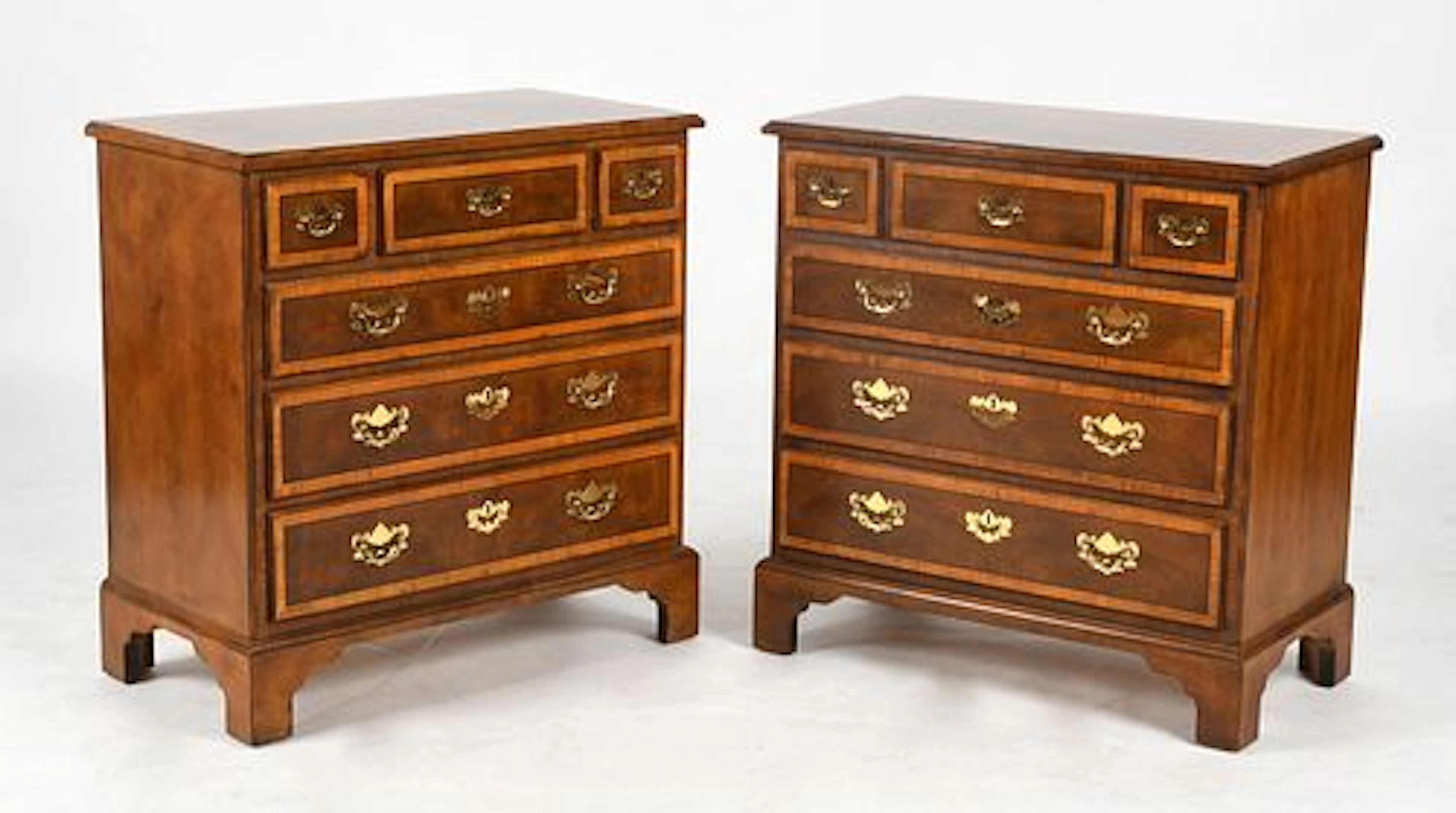 A Pair of Cross-Banded Walnut Chest of Drawers, Aston Court by Henredon