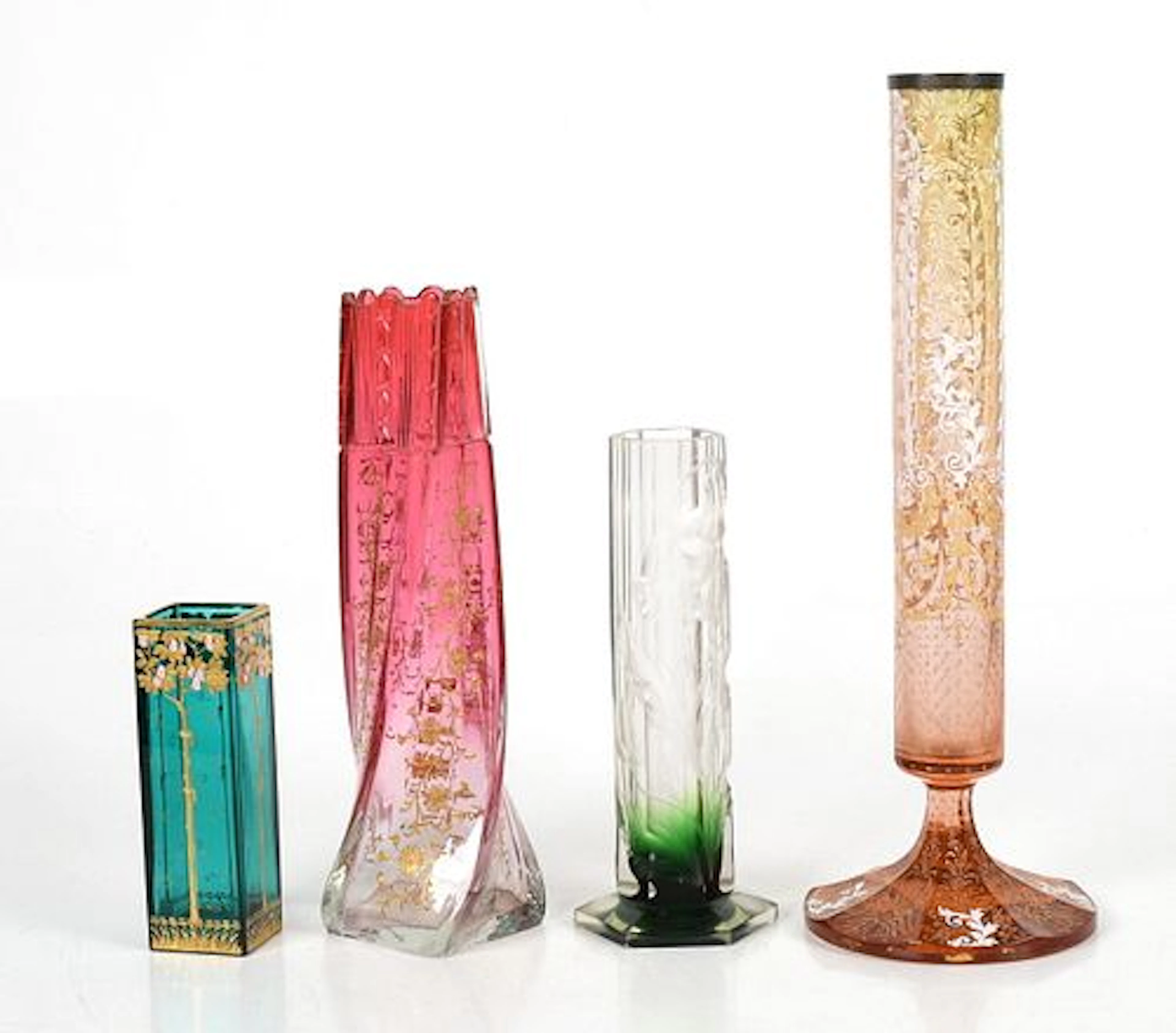 Four Pieces of Bohemian Art Glass