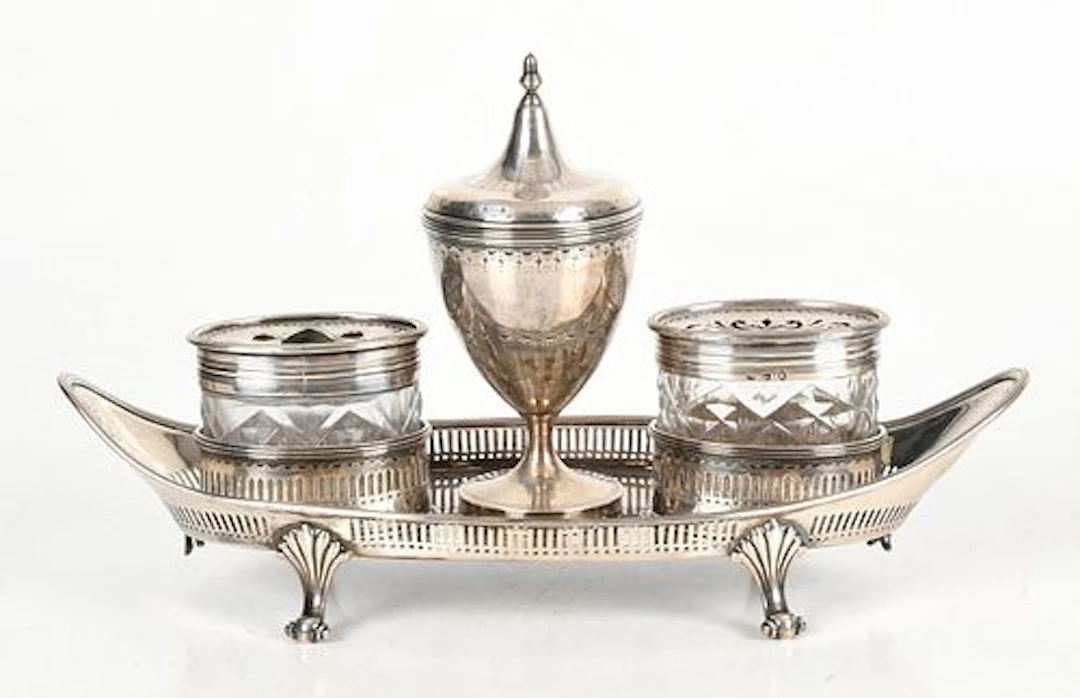 A George III Sterling Silver Standish, Marked for Thomas Daniell
