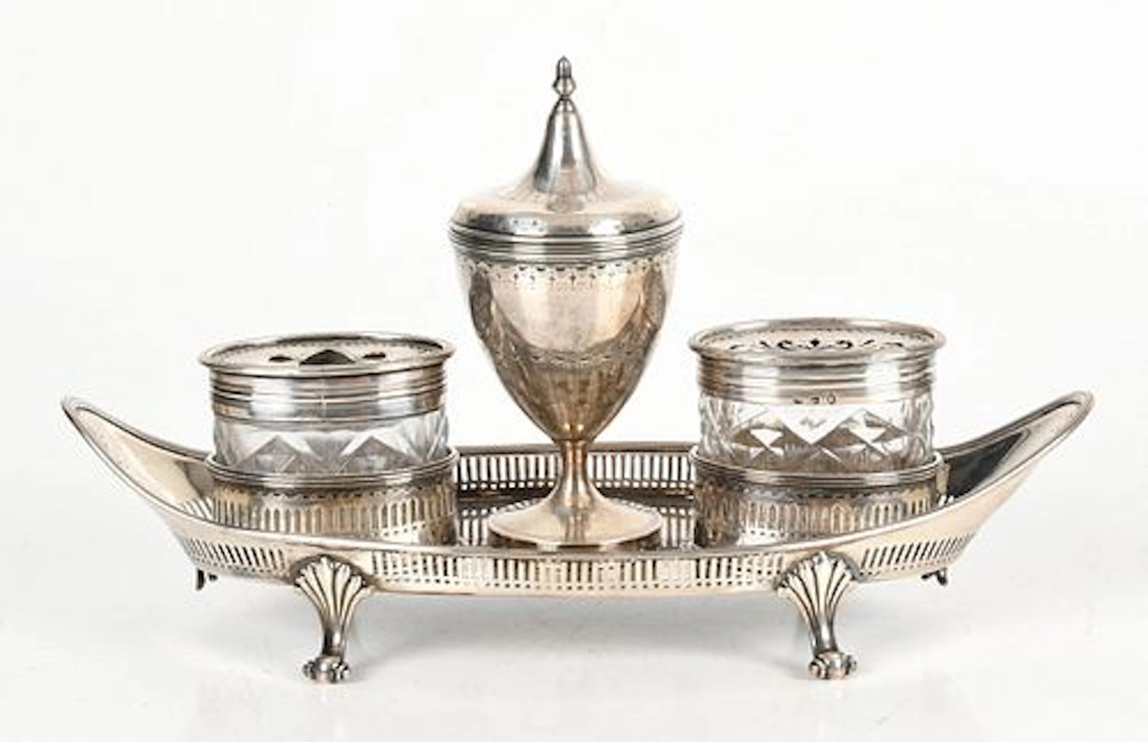 A George III Sterling Silver Standish, Marked for Thomas Daniell