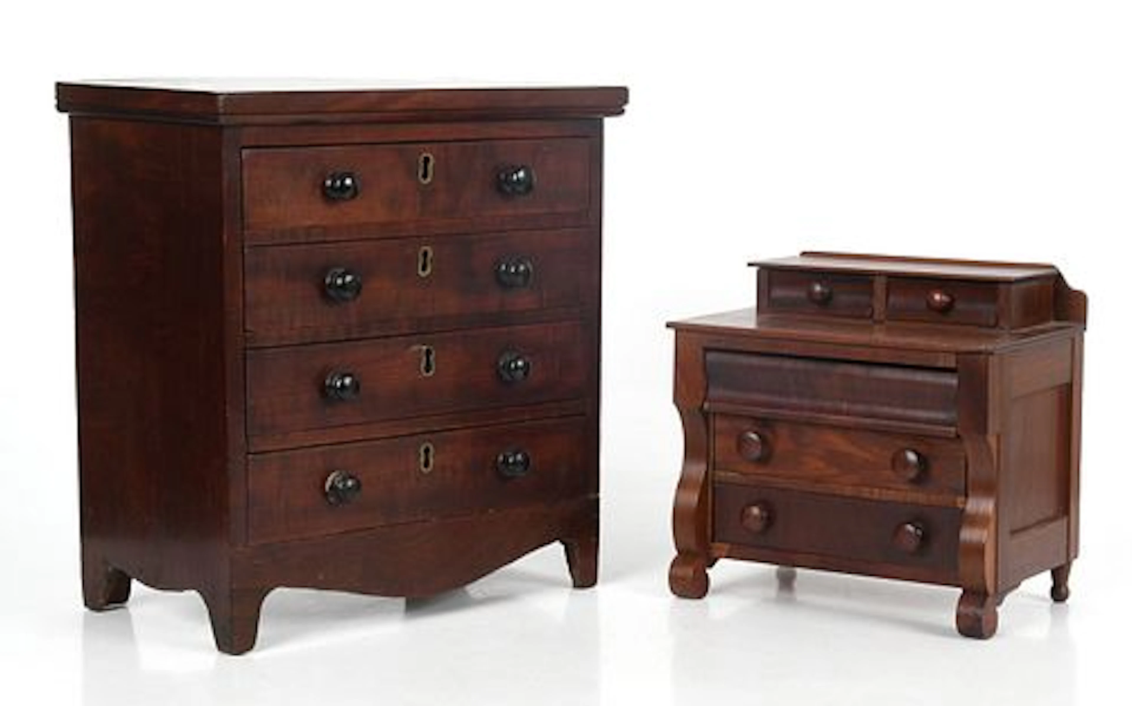 Two Mahogany Miniature Chests of Drawers, 19th Century