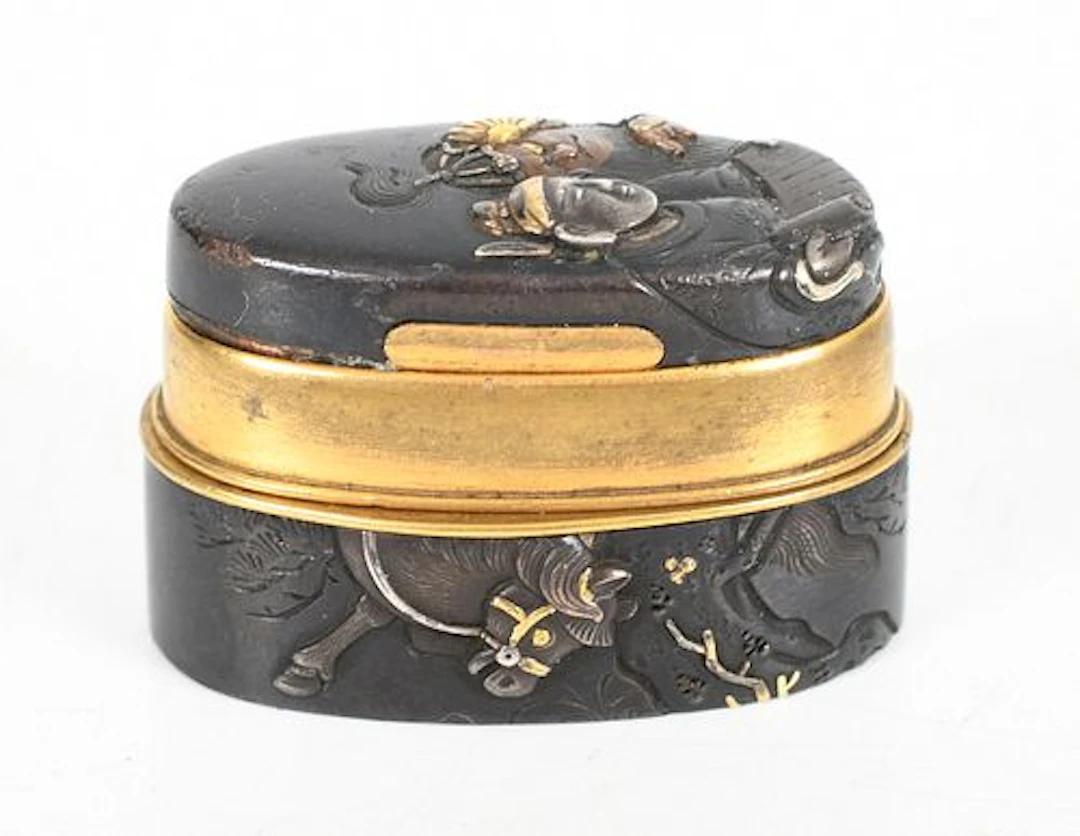 A Japanese Mixed Metal Fuchi and Kashira Converted to a Box