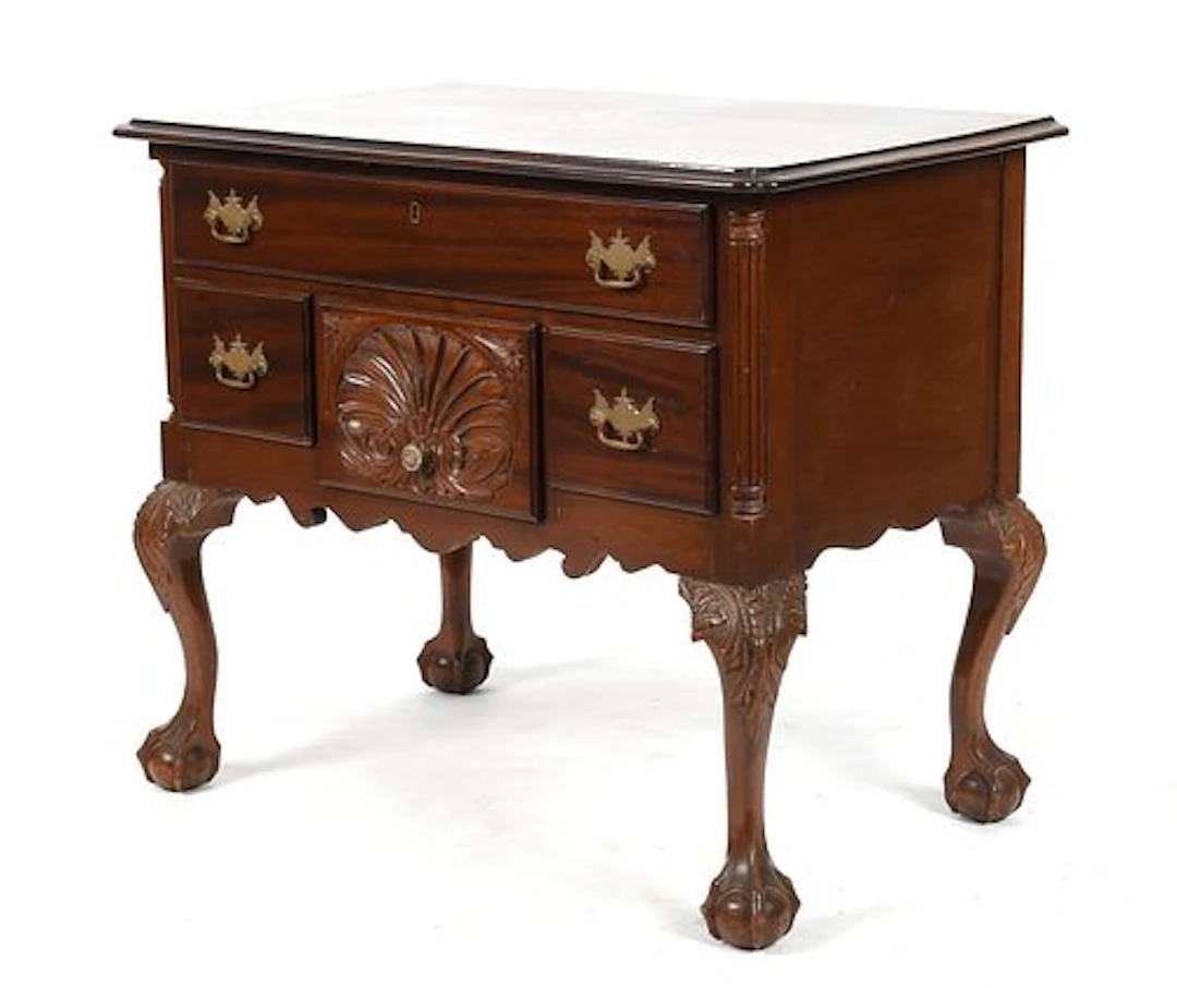 A Chippendale-Style Bench-Made Carved Mahogany Lowboy, Late 20th Century