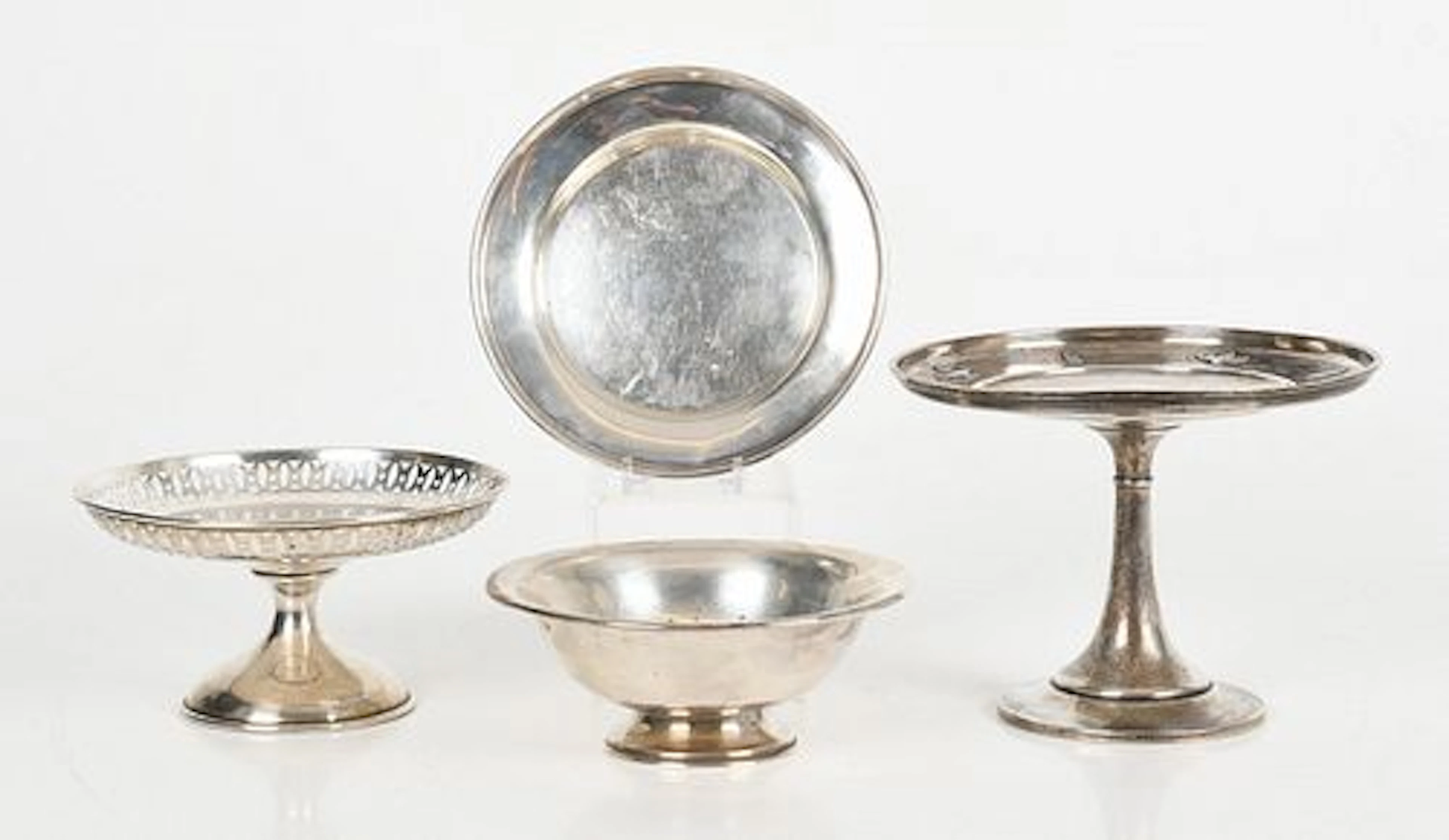 Four Sterling Silver Dishes, American and Mexican, 20th Century