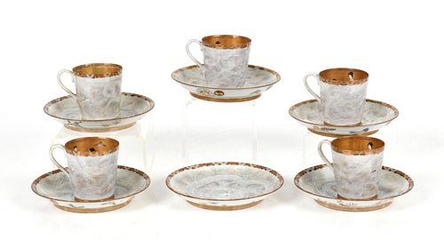 An Assembled Set of Japanese Demitasse Cups and Saucers
