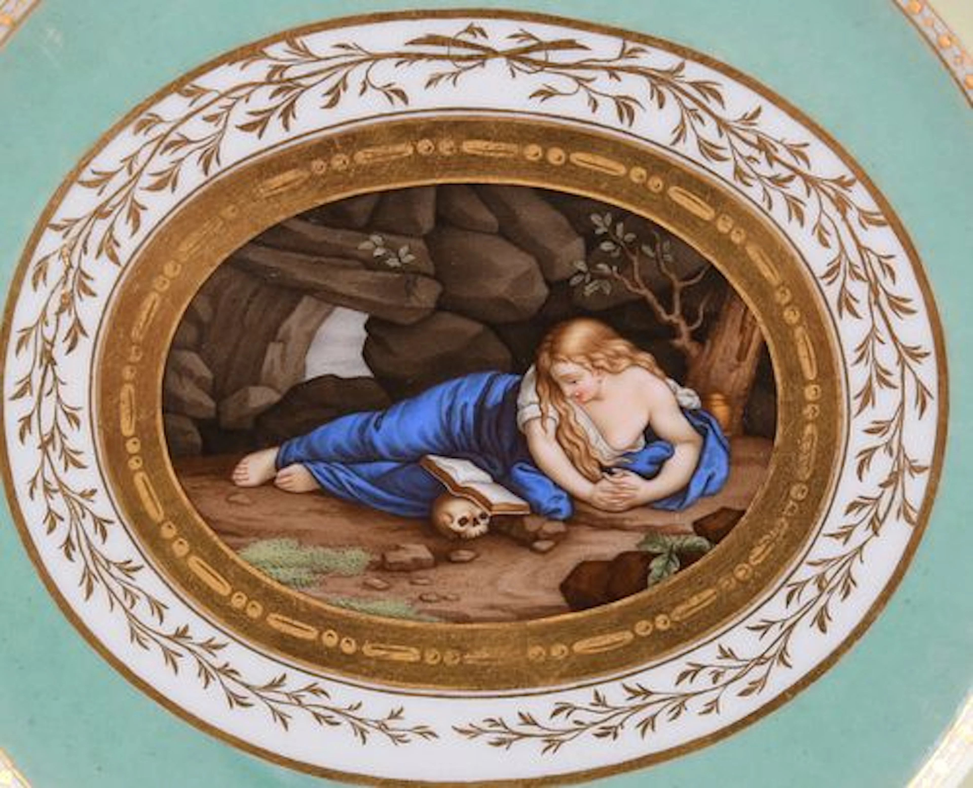 A Meissen Porcelain Painted Plate, "The Penitent Magdalene"