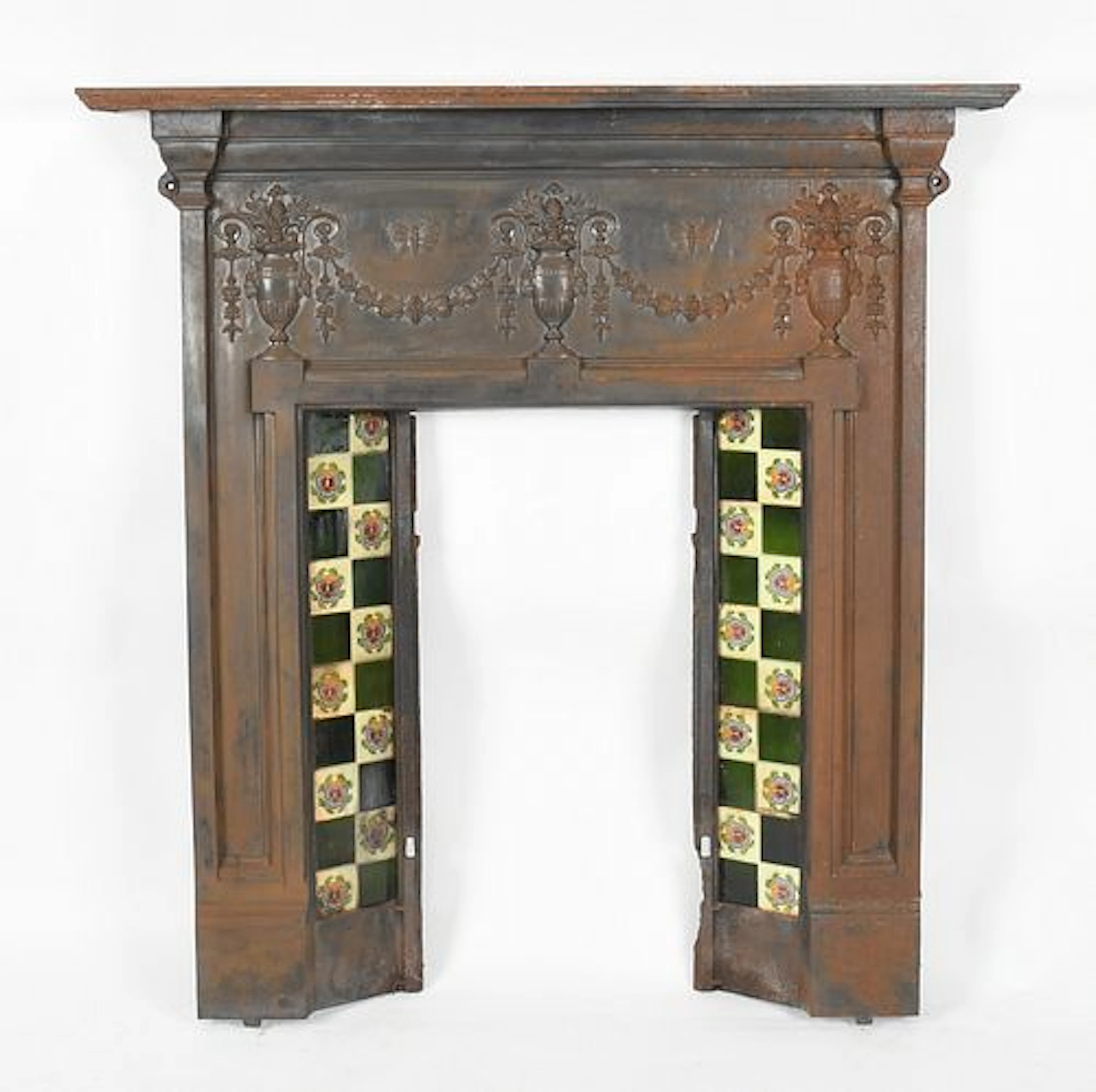 A Tiled Cast Iron Fireplace Insert