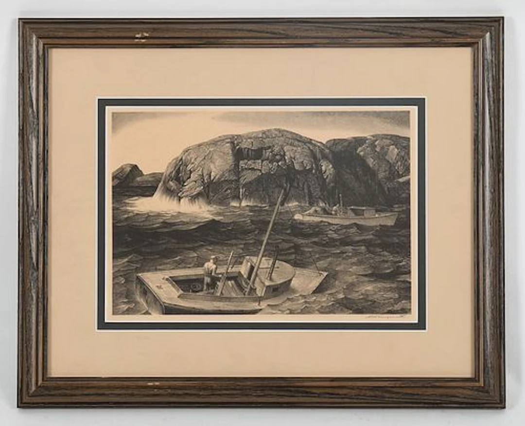 Stow Wengenroth (American, 1906-1978), "Maine Lobstermen," 1944