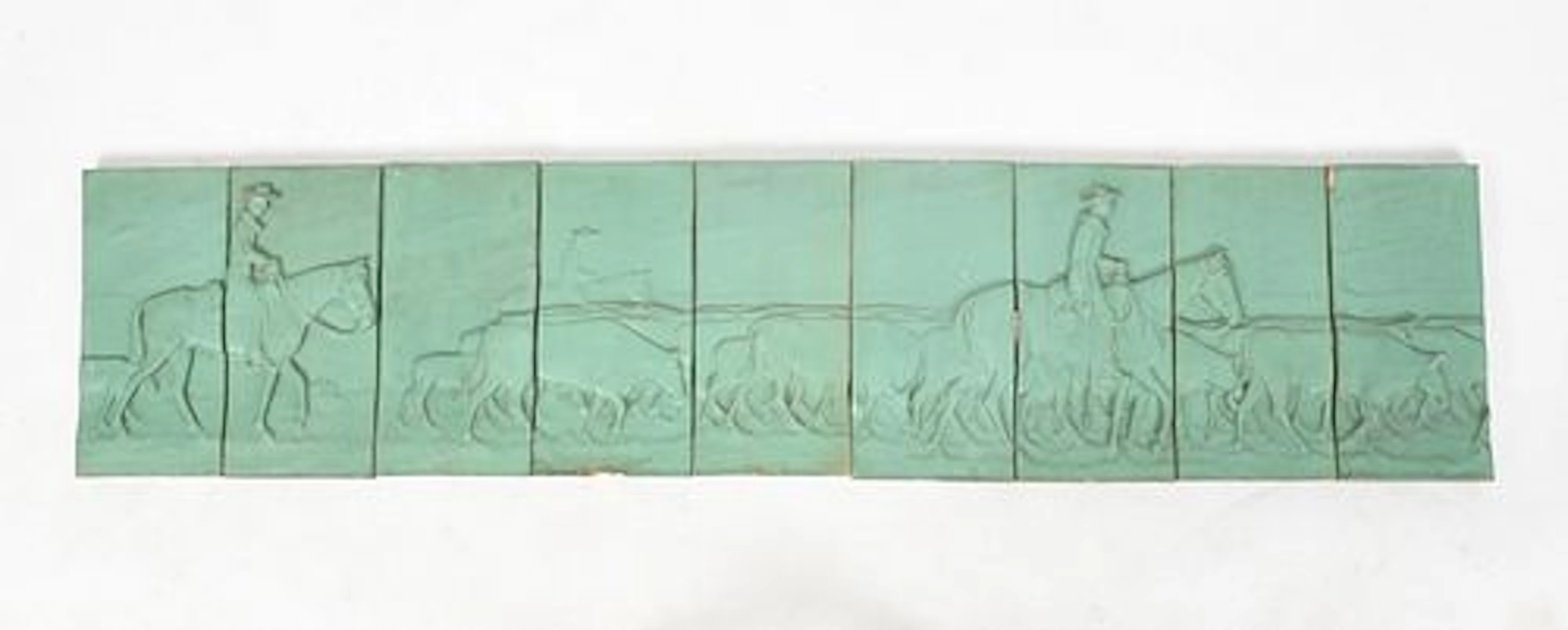 An Arts and Crafts Period Pottery Relief Sculpture, "Cattle Drivers"