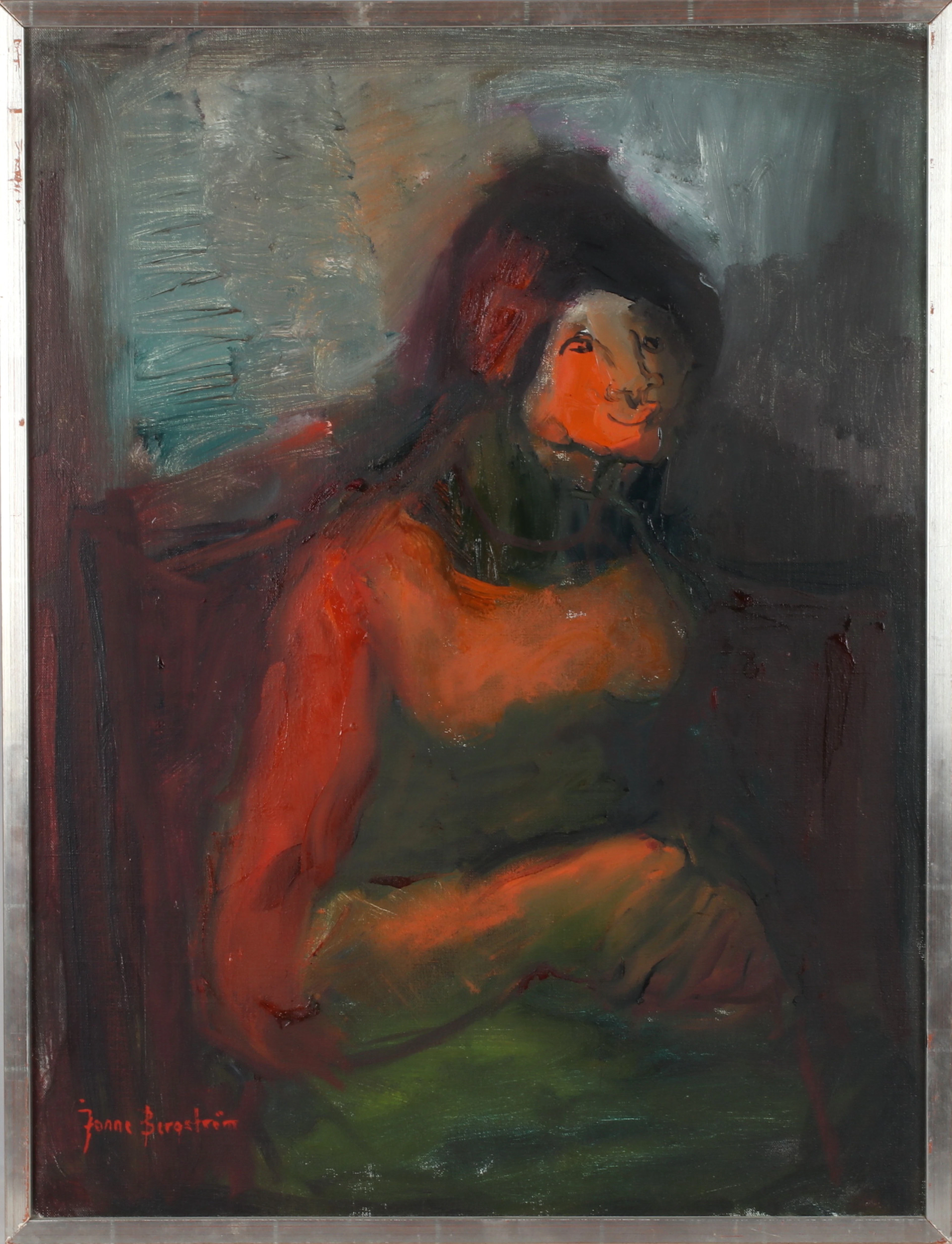 JONNE BERGSTRÖM. "Maria Magdalena", olja på duk, signerad.