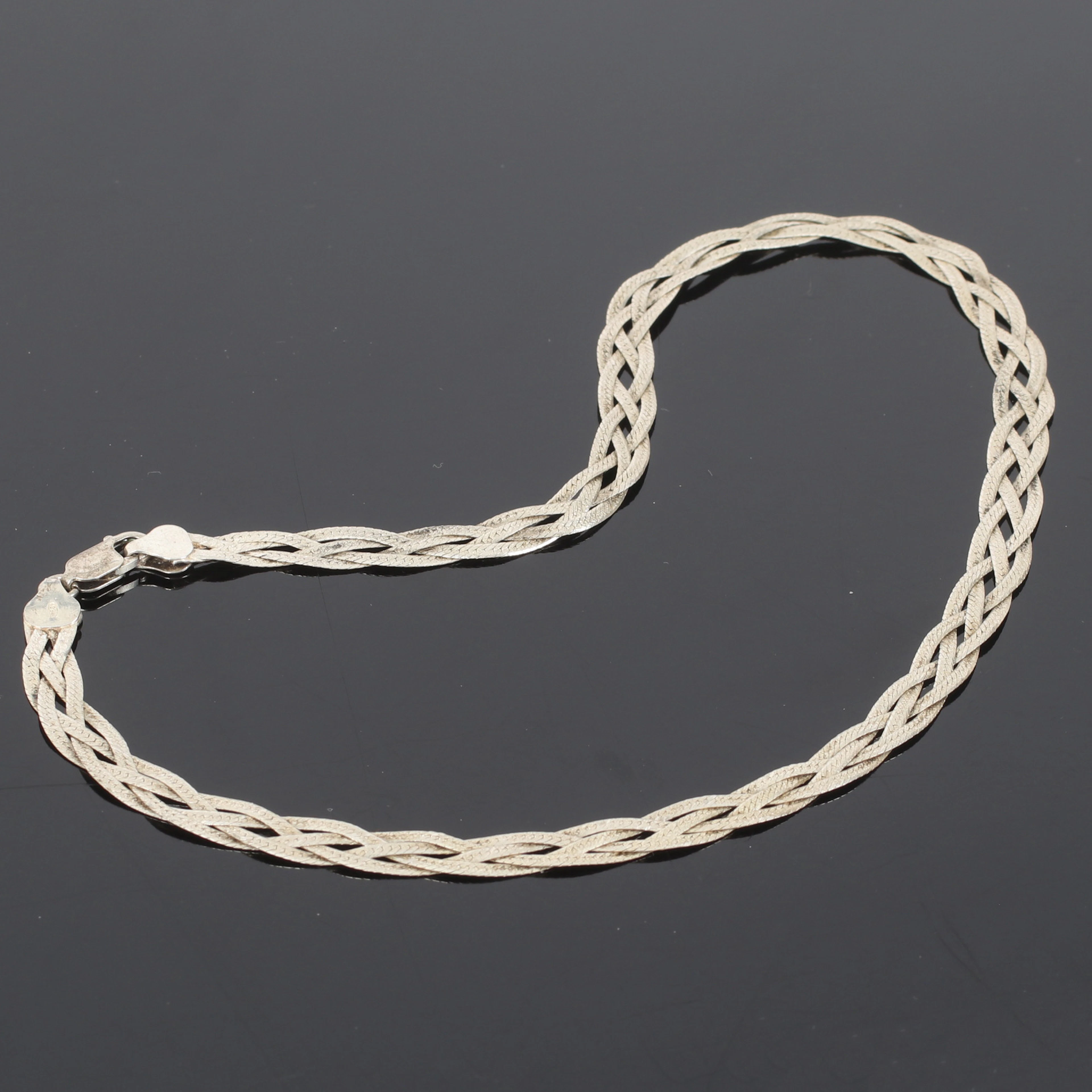 (2510-245) COLLIER, Sterling silver, flätad. 1900-tal.