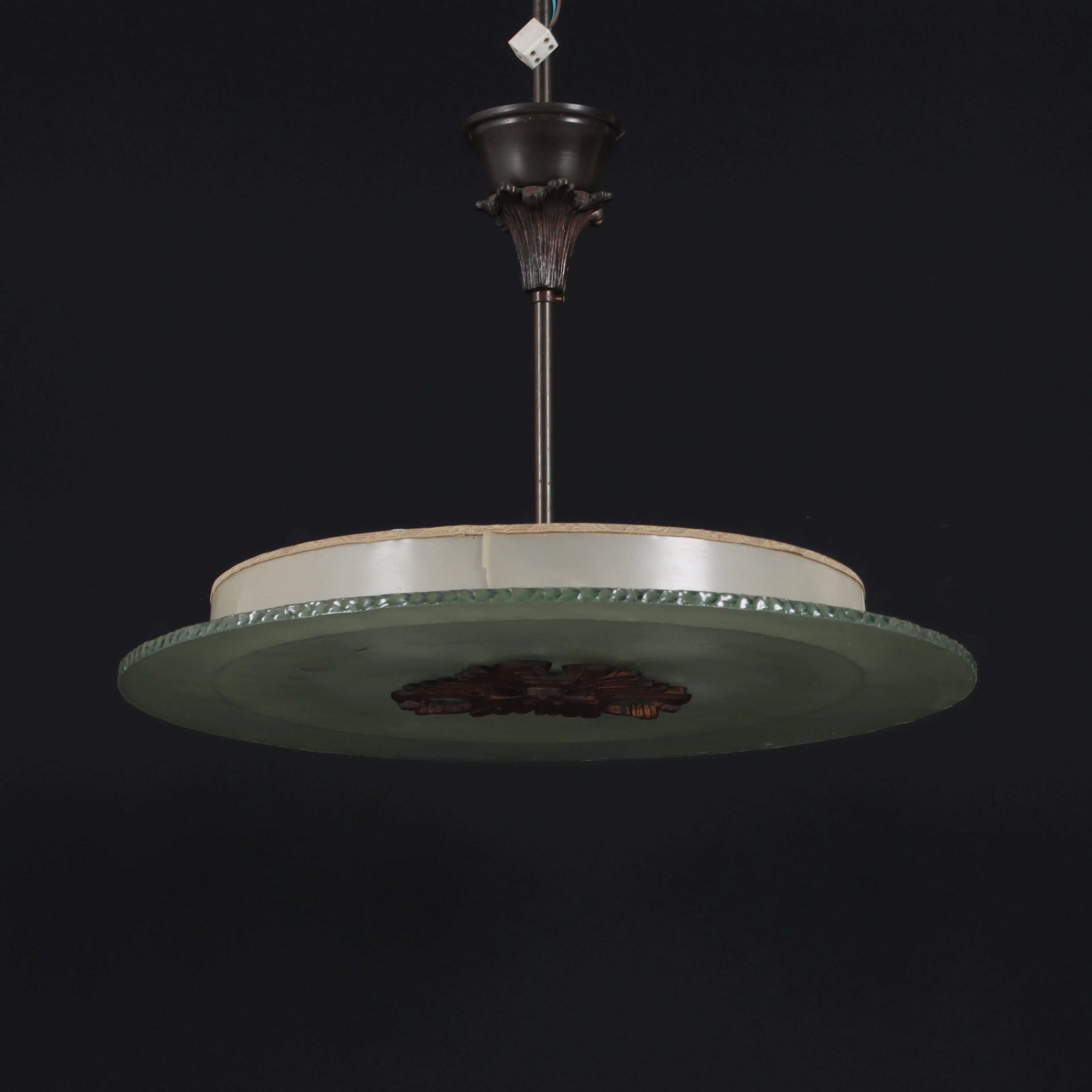 TAKPLAFOND, glas med bronsdekor, art deco, 1930/40-tal.