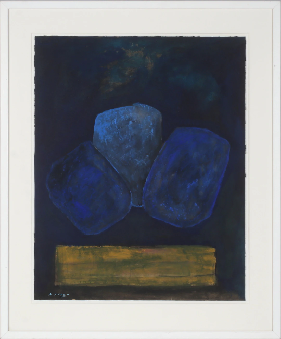 ANDERS LIDÉN. "Samtal i natten", gouache på papper, signerad.