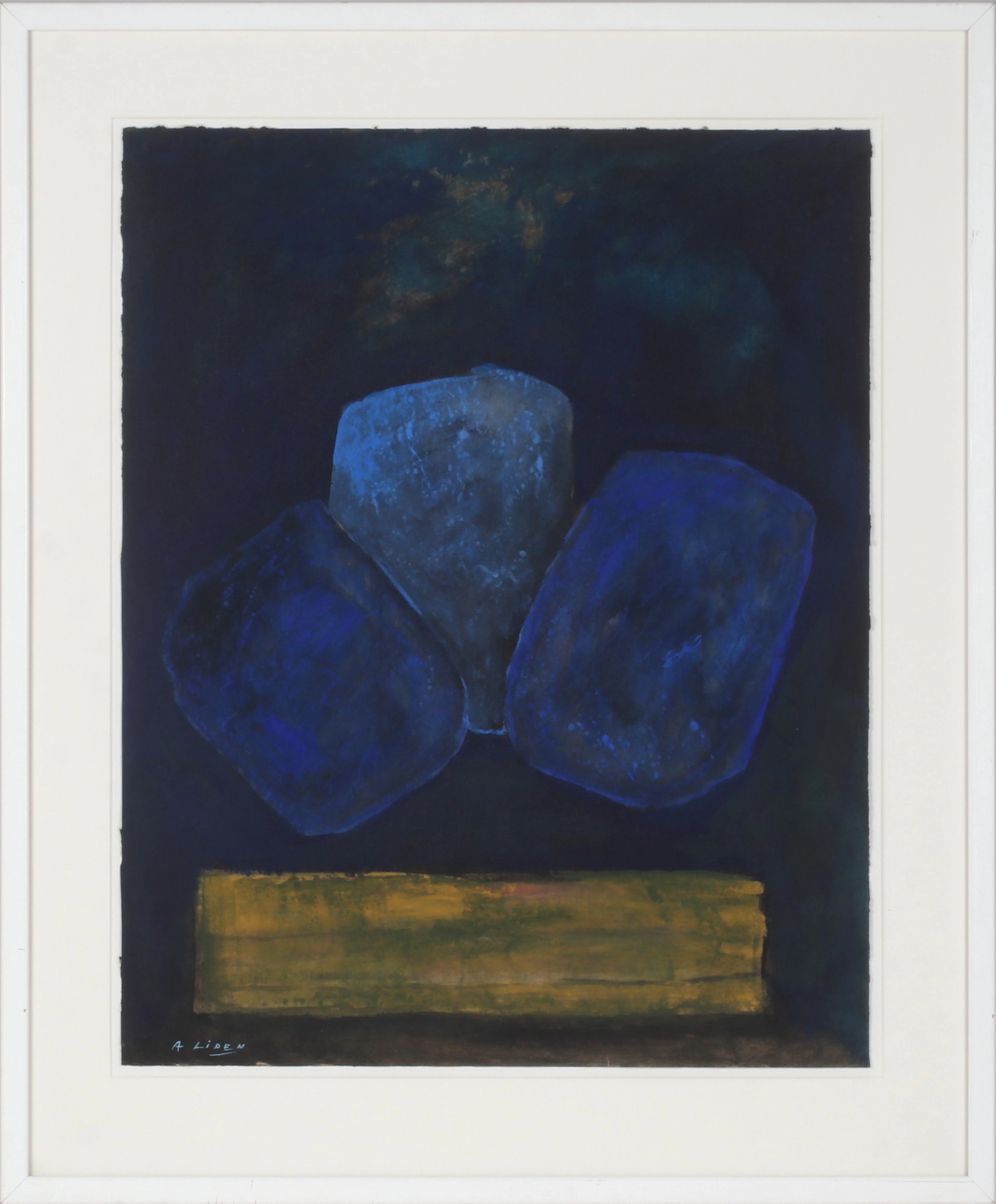 ANDERS LIDÉN. "Samtal i natten", gouache på papper, signerad.