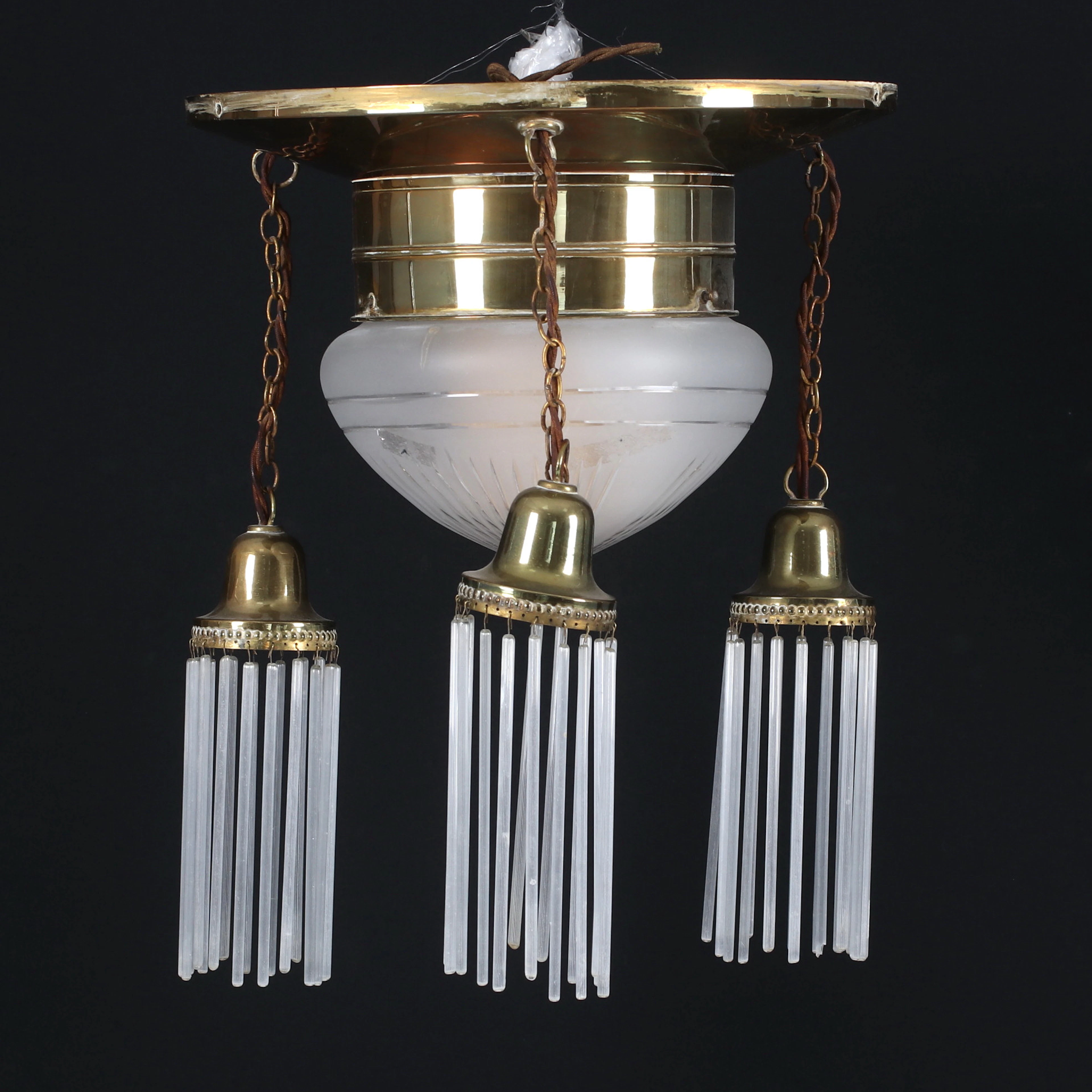 TAKLAMPA, mässing, glas, jugend, 1900-talets första del.
