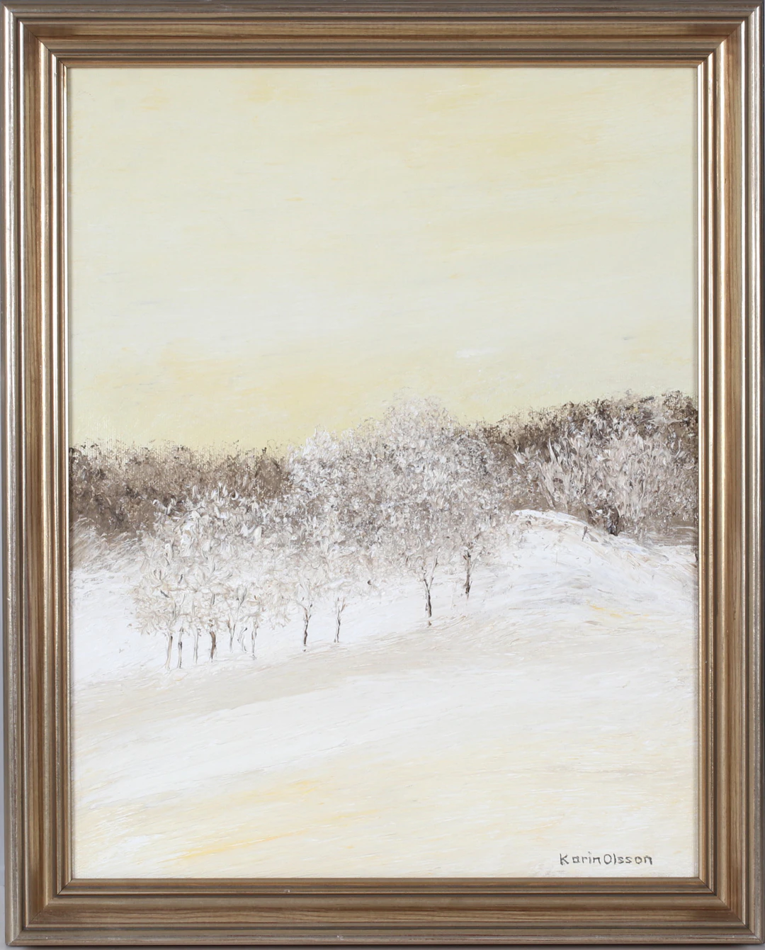 KARIN OLSSON. "Vårvinter", olja på duk, signerad.
