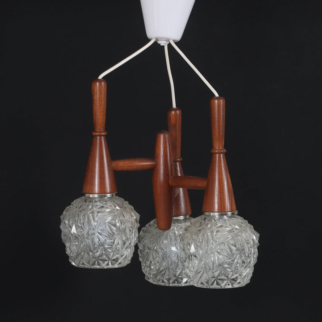 TAKLAMPA, glas, teak, 1960-tal.