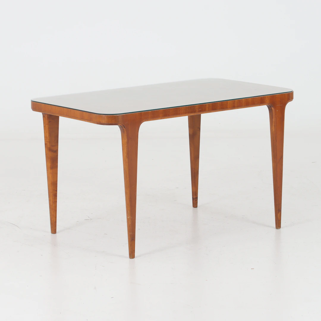 SOFFBORD, med glasskiva, mahogny, 1900-talets mitt.