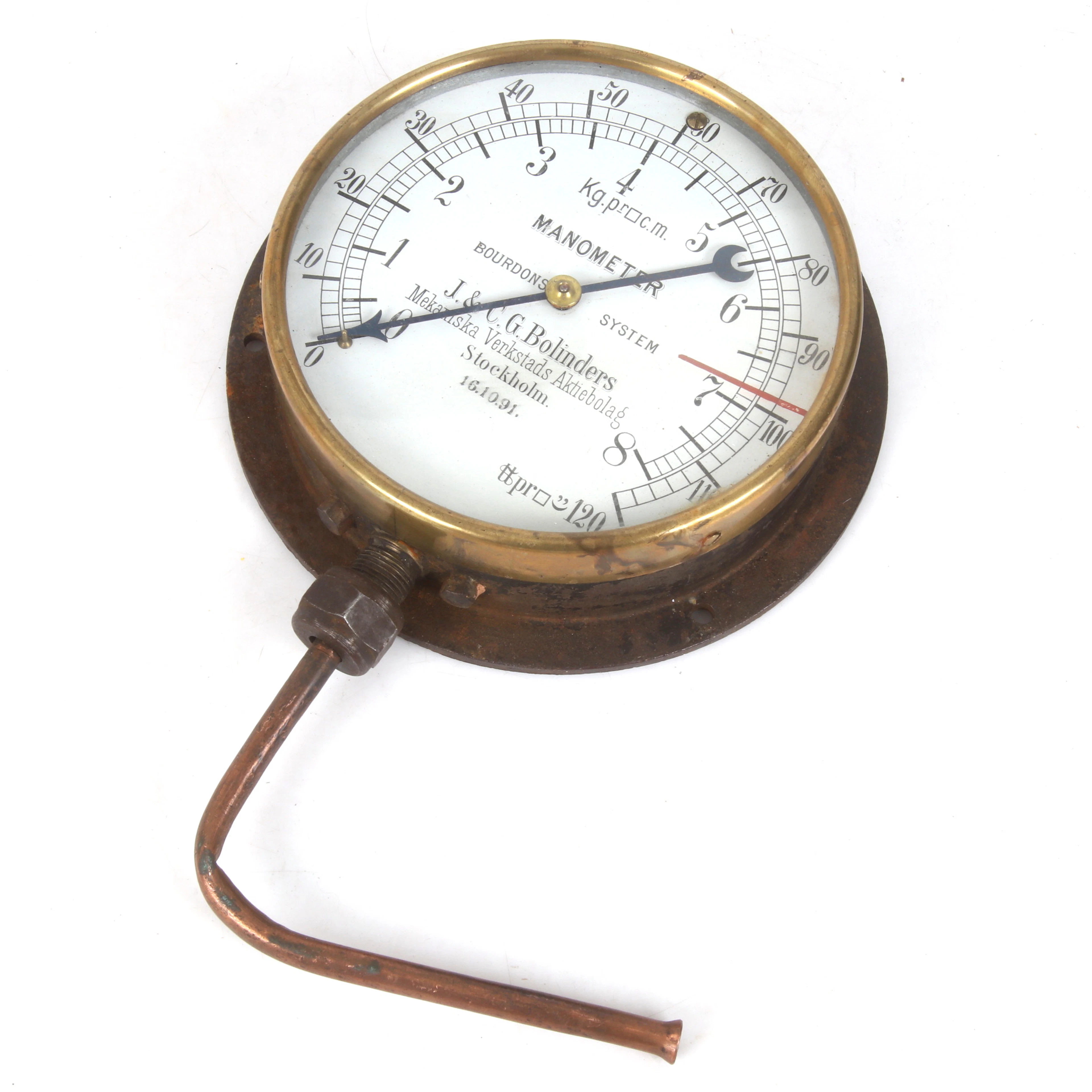 MANOMETER, Bourdon-system, J. & C. G. Bolinders Mekaniska Verkstads